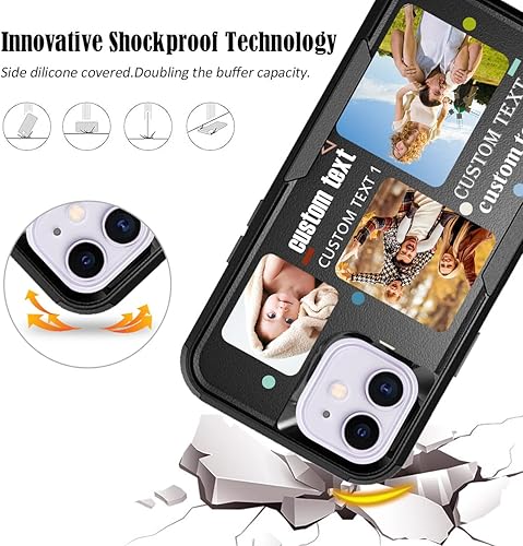 Vista 23 de Funda de fotos personalizada para Apple iPhone 11 Pro Max, patrón de collage a cuadros, personalizado para hacer imágenes en gruesa 3 híbrida Rosa