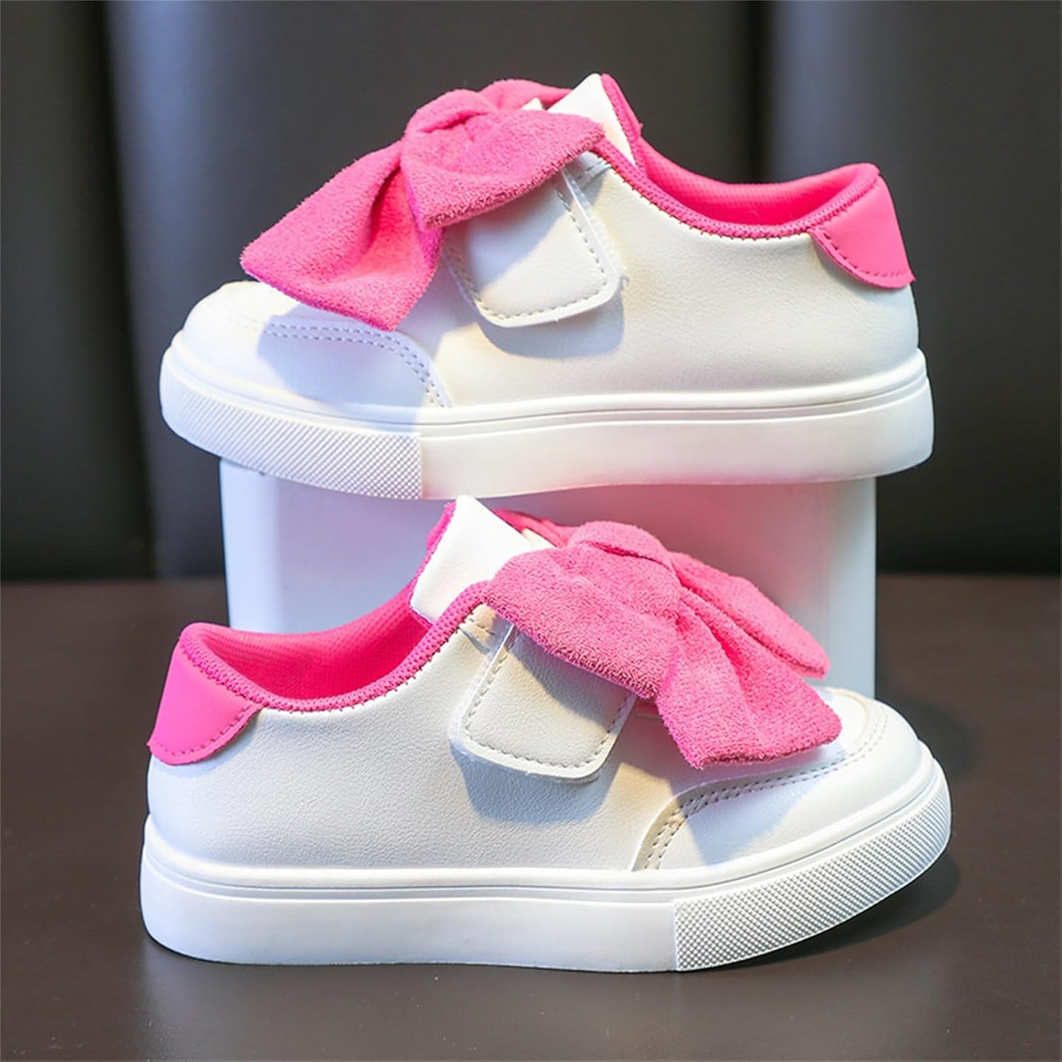Kids Toddler Flat Sneakers Leather No Lace First Walking Sport Shoes Boys Girls Non Slip Lightweight Athletic Footwear Casual Breathable Running Sneakers