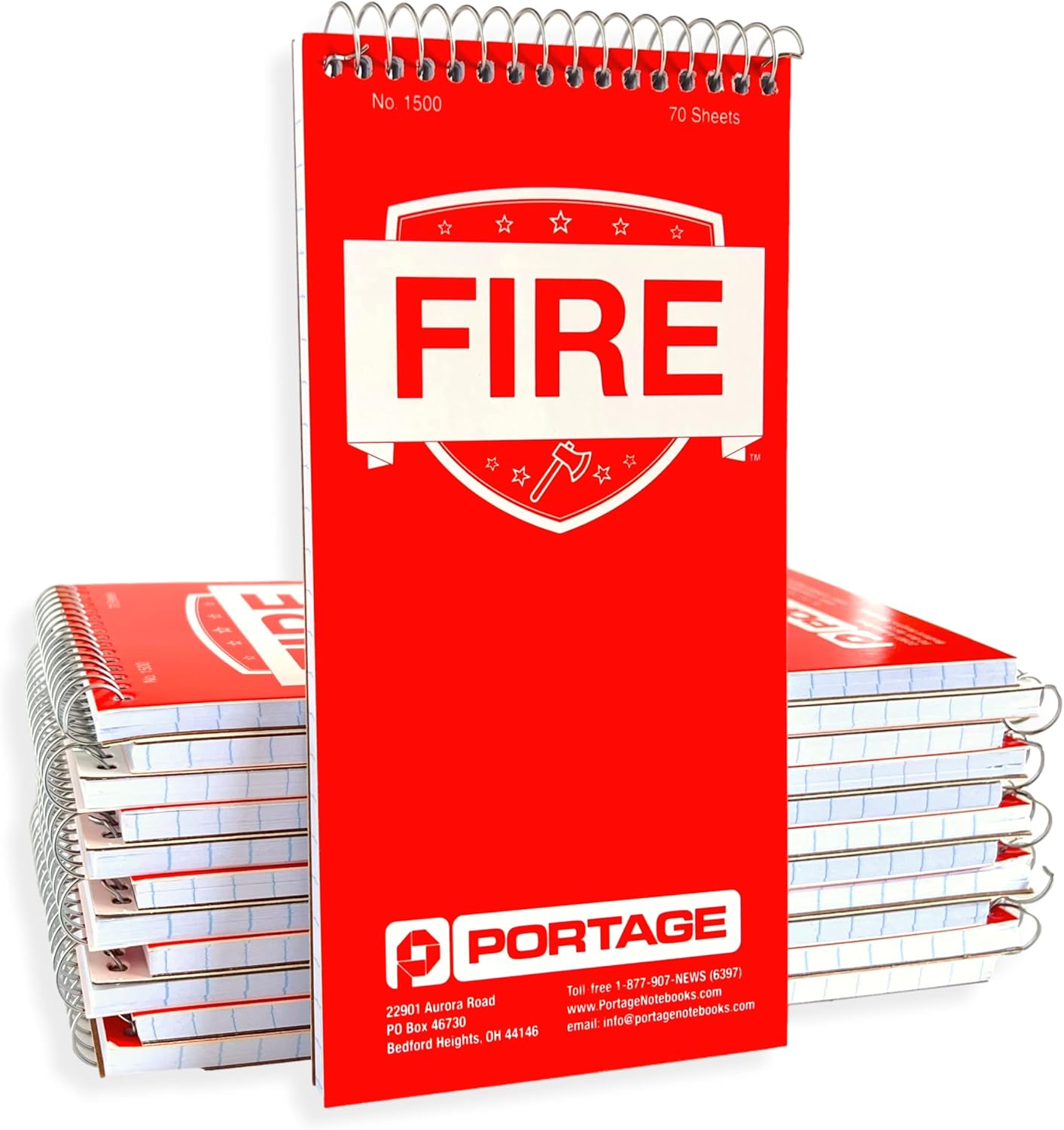 Portage Public Safety Fire Notebook - Top Spiral Notebook, Writing Pad for Interviews, Accidents & Incident Reports, Field Notes Book for Fire, EMT, EMS - 4 x 8 In, 70 Sheets, 12 Pack