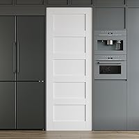 Vista 13 de WINSTELLAR - 1 panel estilo coctelera de 18 x 80 pulgadas, losa blanca imprimada para puerta interior de núcleo sólido, puerta de dormitorio