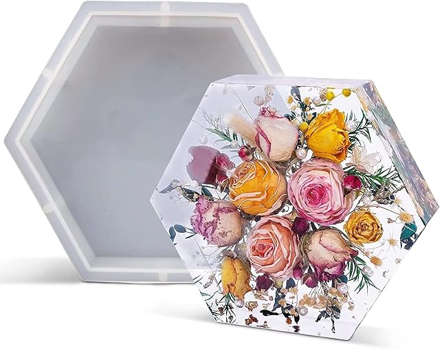 Wealike Resin Moulds,Resin Moulds Silicone Large(20x23x5cm),Resin Hexagon Moulds for Flowers Preservation,Deep Moulds for Resin Casting