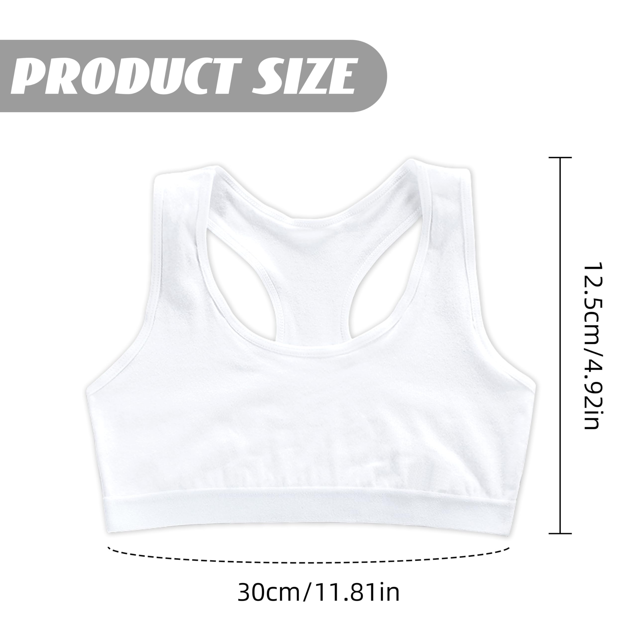 Pack de 4 Sujetadores Deportivos para Niñas, Bralette Suave de Algodón-Spandex Sin Aro, para Adolescentes de 8 a 14 Años