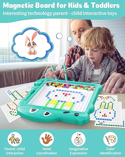 Miniatura 2 de LQYoyz Tablero de dibujo magnético, tablero magnético de dinosaurios con luz LED, juguetes magnéticos educativos preescolares para niños de 3, 4, 5,