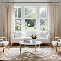 Vista 2 de Barras de cortina para ventanas de 48 a 84 pulgadas (4-7 pies), barras de cortina negras de 1 pulgada de diámetro con diseño de tapa de extremo