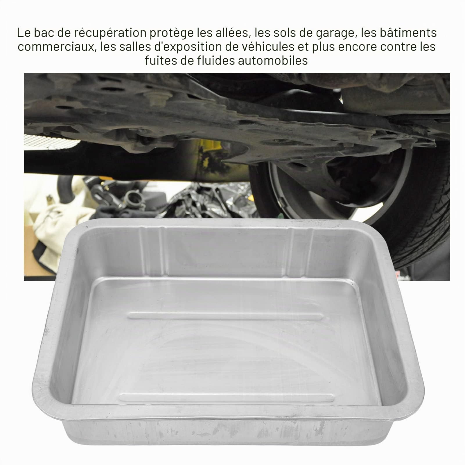 EBTOOLS Bac D'égouttage Galvanisé Bac de Vidange D'huile sans Fuite Portable Universel Construction en Métal Conteneur de Changement D'huile Automobile(#2)
