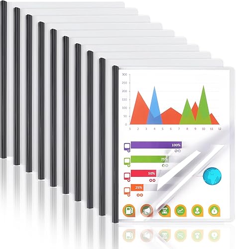Vista 19 de Paquete de 40 portadas de informes con barra deslizante, cubiertas transparentes para informes A4 y papel tamaño carta, cubiertas de currículum