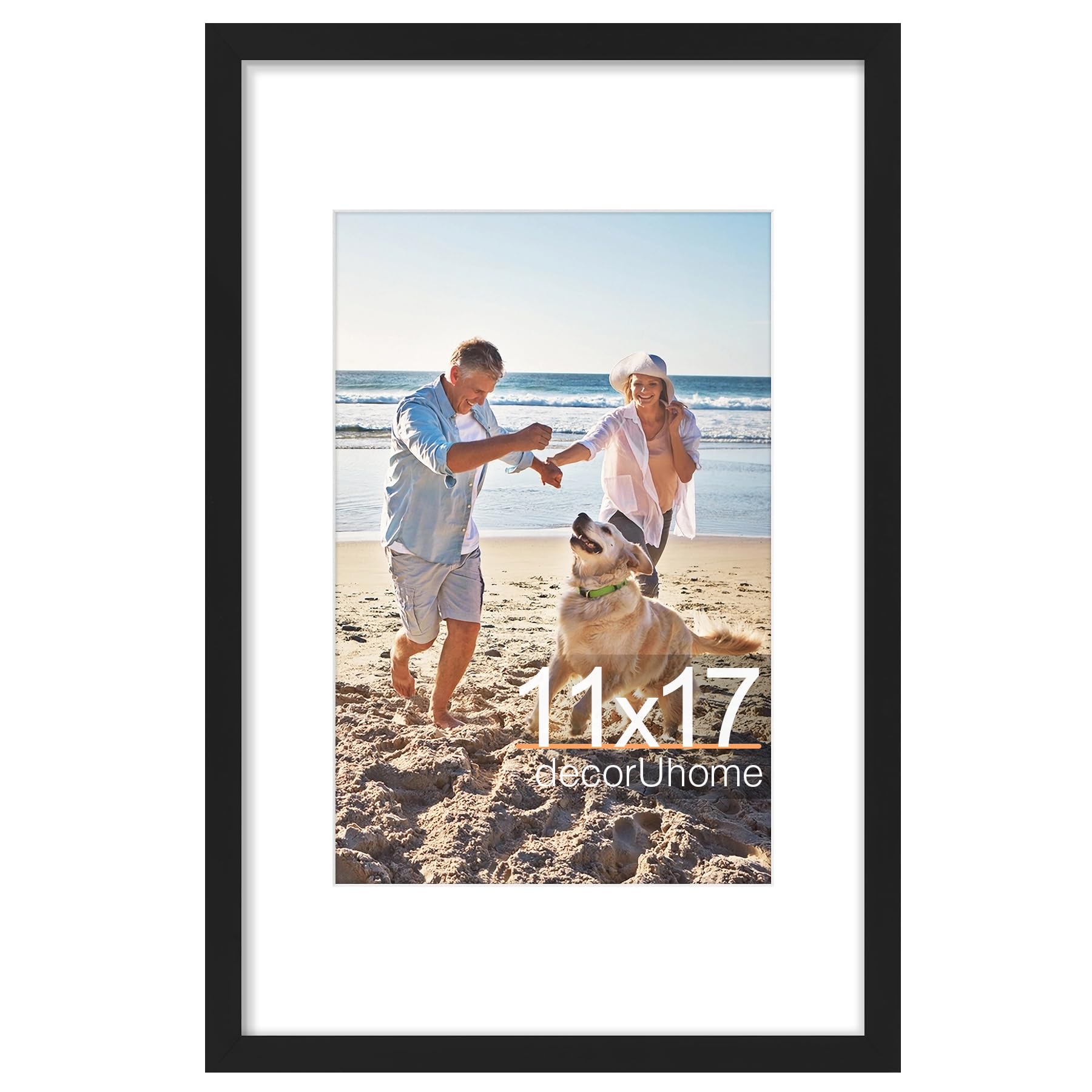 decoruhome 11x17 inches picture frame, display pictures 8x12 with mat or 11x17 without mat, wall hanging poster frame, black, 1 pack