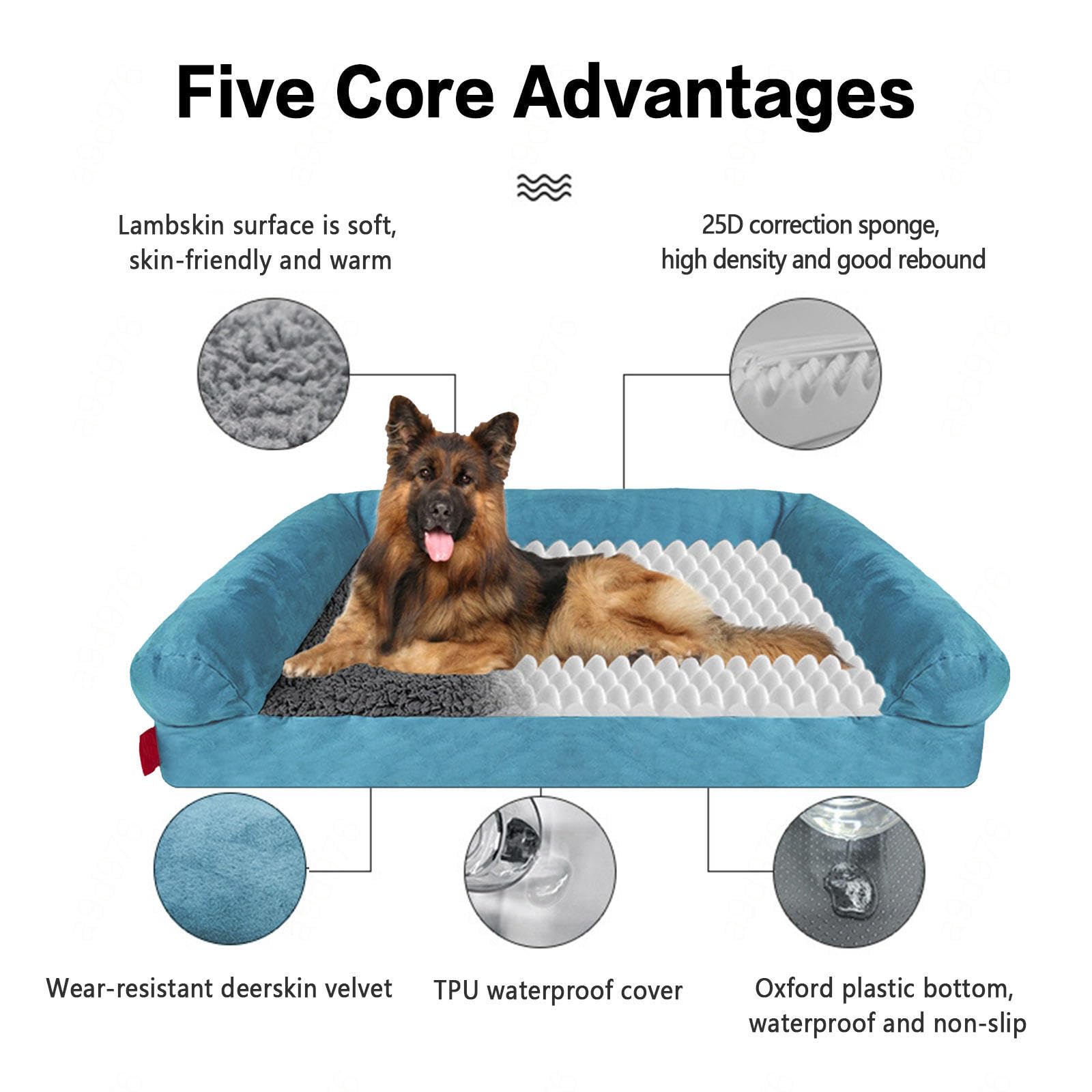 Cuccia Memory Foam Cane, con Schiuma A Forma di Uovo Lettino per Cani, Impermeabile Sfoderabile E Lavabile Cuscini per Cani,XL