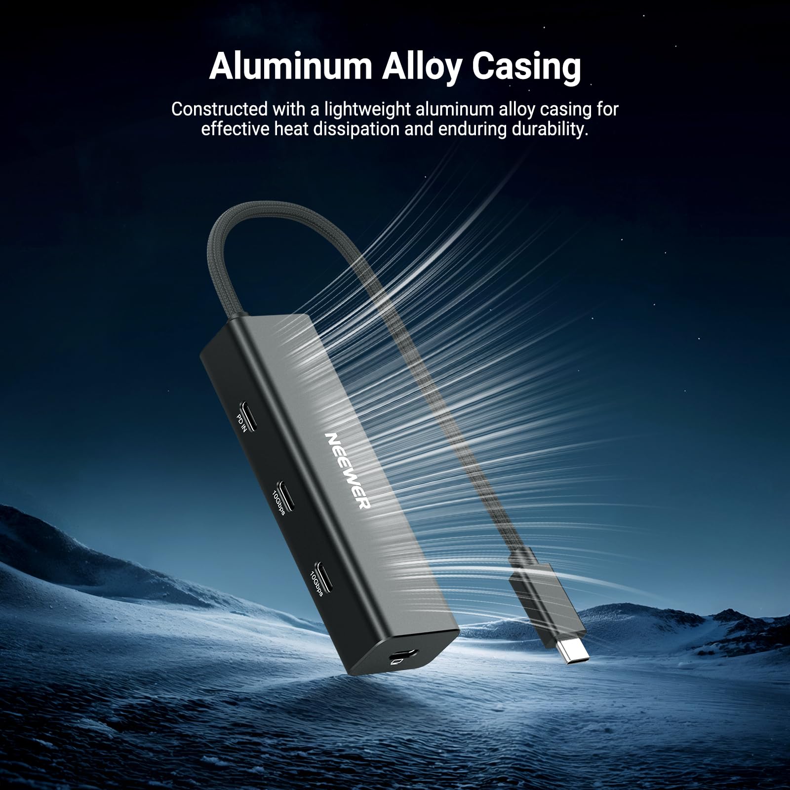 NEEWER Hub USB C Dock z mocowaniem Cold Shoe Mount, 4 w 1 USB 3.1 Gen2 Extender Multiport Adapter Dongle, ładowanie 100 W PD, 10 Gbit/s, 4K 60 Hz, kompatybilny z iPhone, iPad Mac Android, laptopami