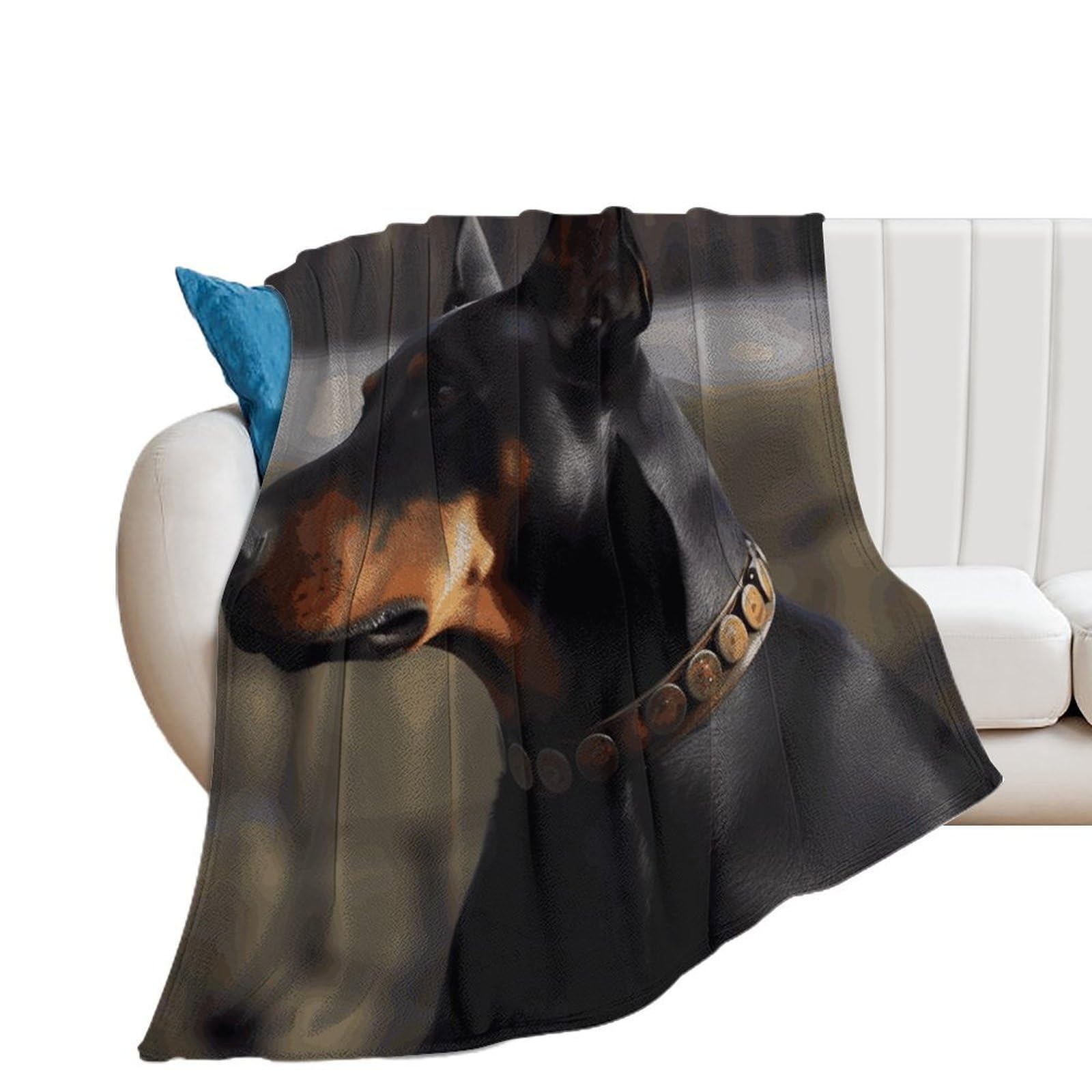Couverture de lit Doberman pour s'emmitoufler sur le canapé en hiver