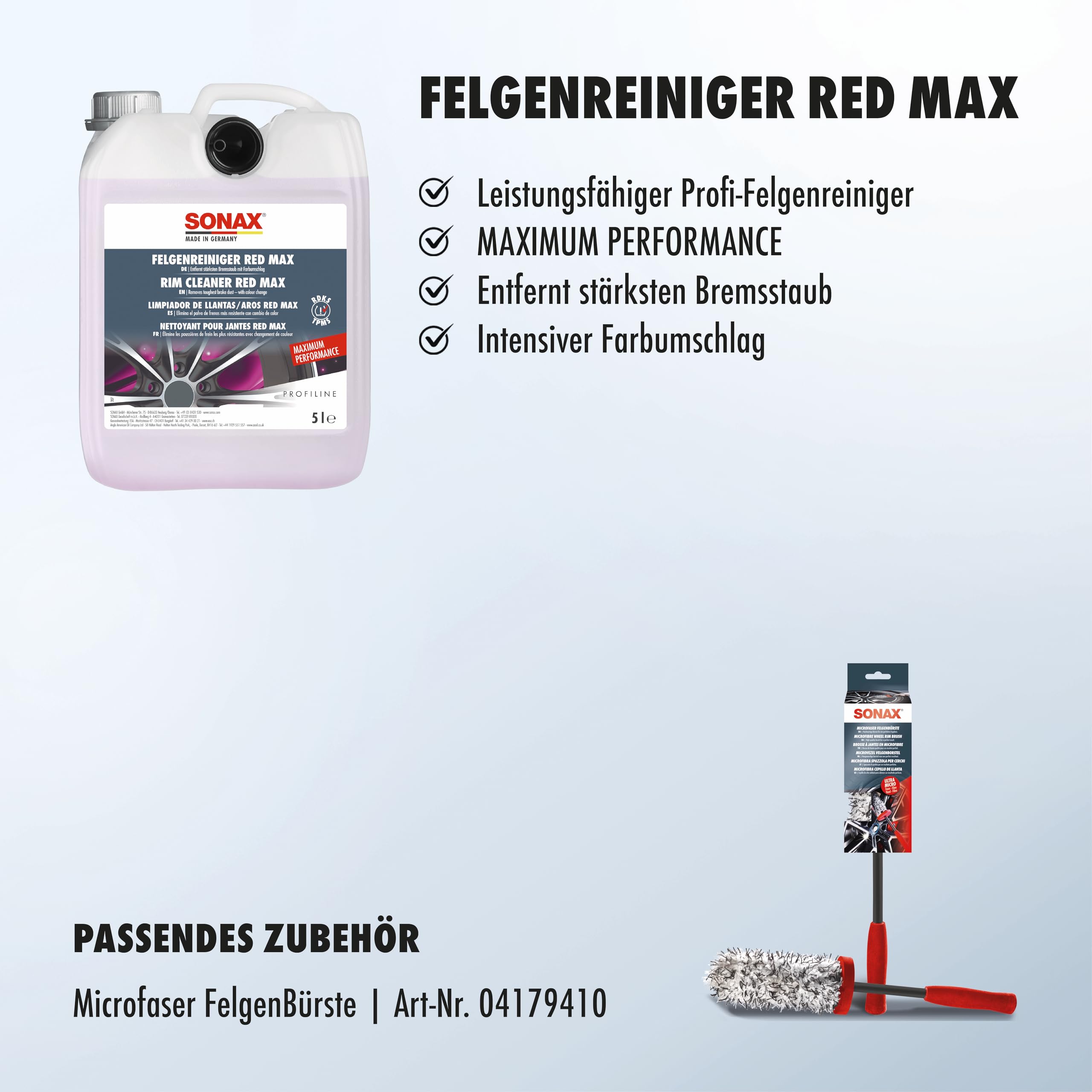 SONAX Felgenreiniger Paket 2023 mit SONAX FelgenReiniger Red Max und Hazet Smart Holder | Art-Nr. 07692050