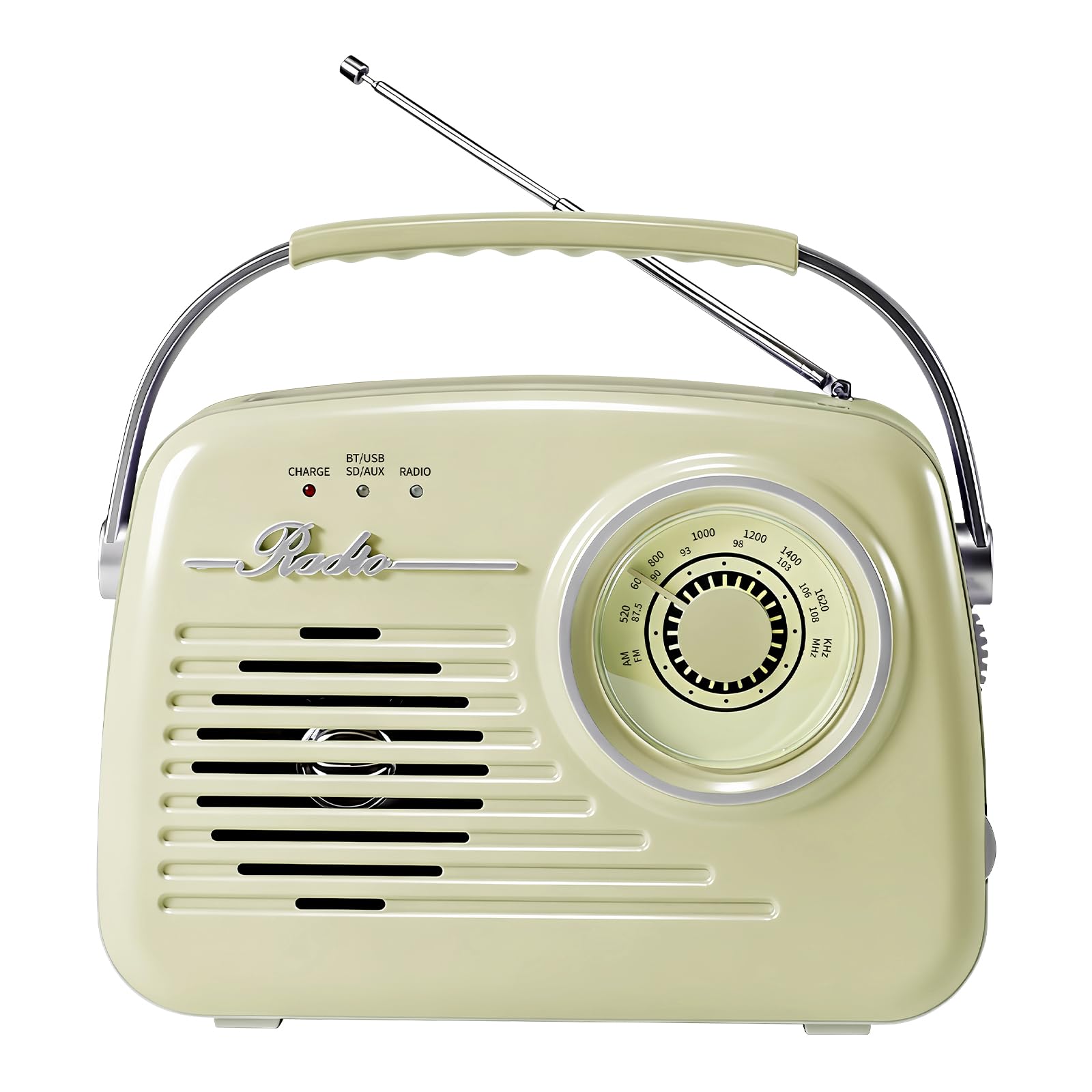 Portable Bluetooth AM FM Radio, Suitable for Home/Outdoor/Kitchen, Battery-Powered, Wall-,Mounted, Retro Radio, Large Dial for Easy Use (Beige)-image-12