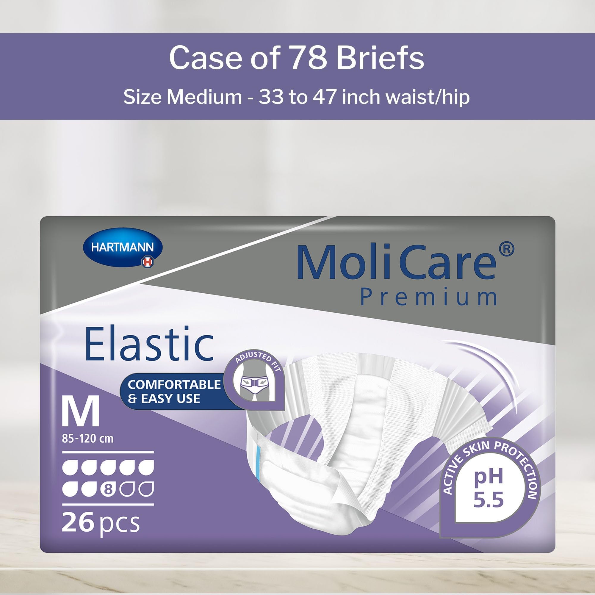 MoliCare Premium Elastic: pannoloni per l'incontinenza severa, per donne e uomini; 8 gocce, taglia M, circonferenza vita 85-120 centimeters, 78 pezzi
