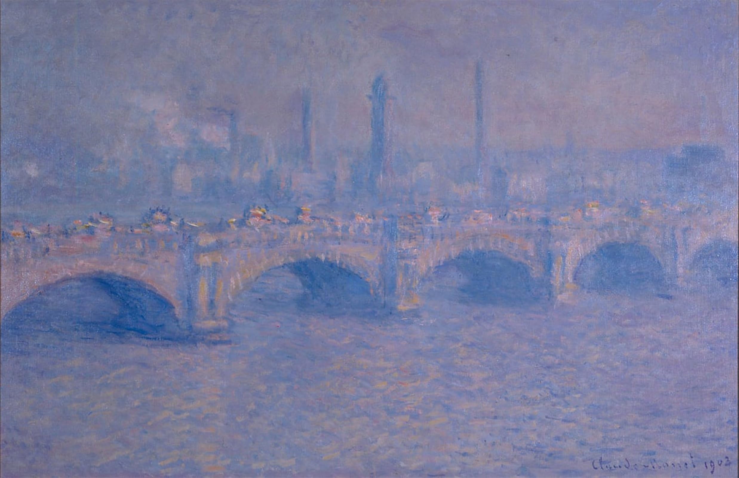 SERENDIPITP Abstract Painting Mural Print Picture Wall Decor Painting Waterloo Bridge Effet De Soleil by Claude Monet Vintage Wall Artwork for Home Decor 60x90cm