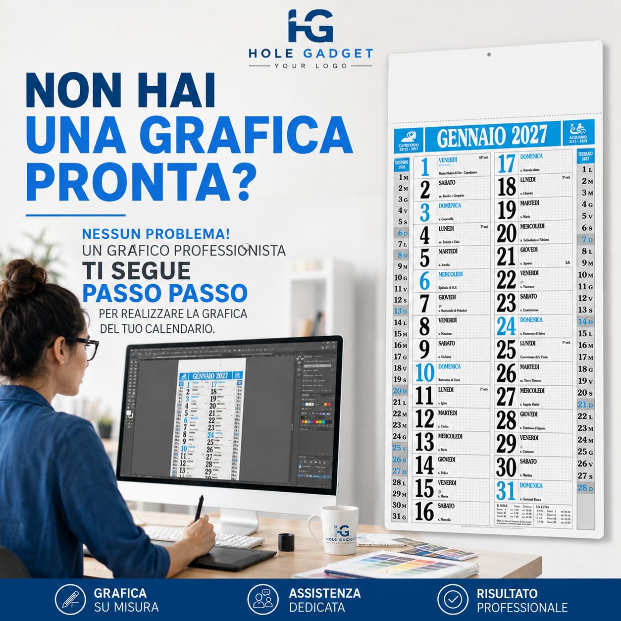 Calendari Personalizzati 2027 in Stock da 50 Pezzi Olandesi Grandi da Muro Notes Retro per Gadget Pubblicitari di Fine Anno e come Omaggio per i Clienti o Regali Aziendali | PA523