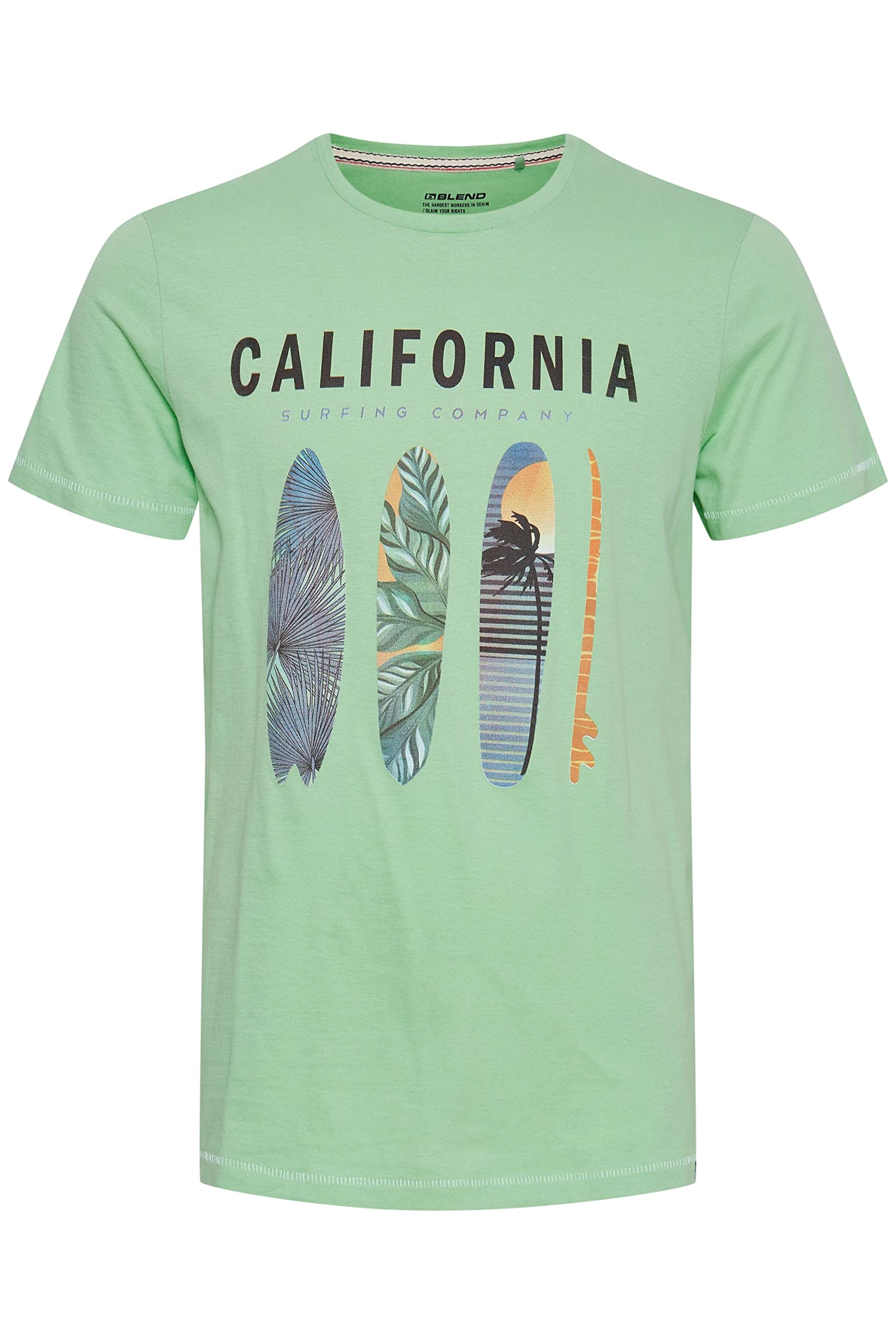 Blend BHOrin Herren T-Shirt Kurzarm Shirt Basic Print mit Rundhalsausschnitt