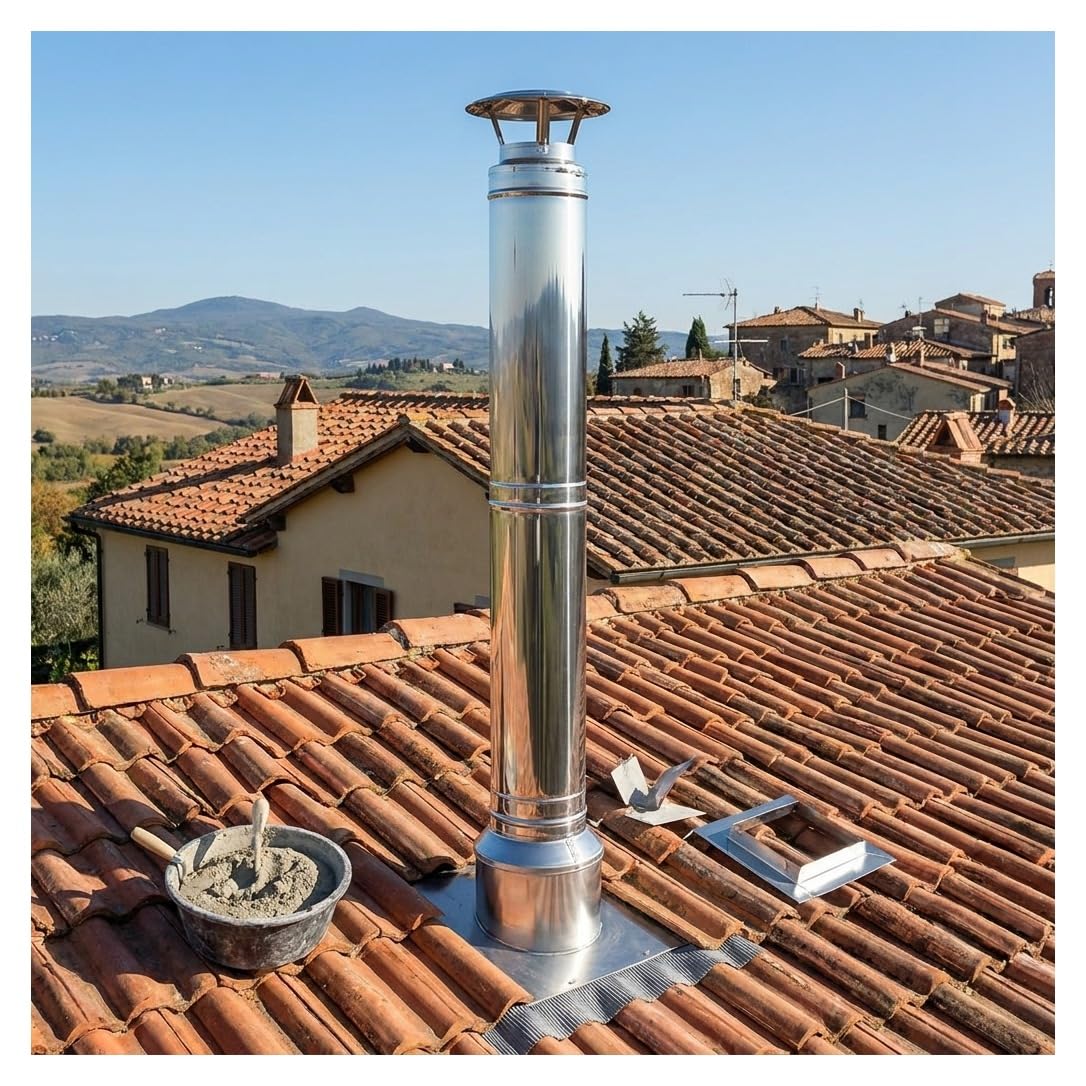MAKA Modulo Lineare 1000 mm Canna Fumaria Doppia Parete Inox Ø 80 mm