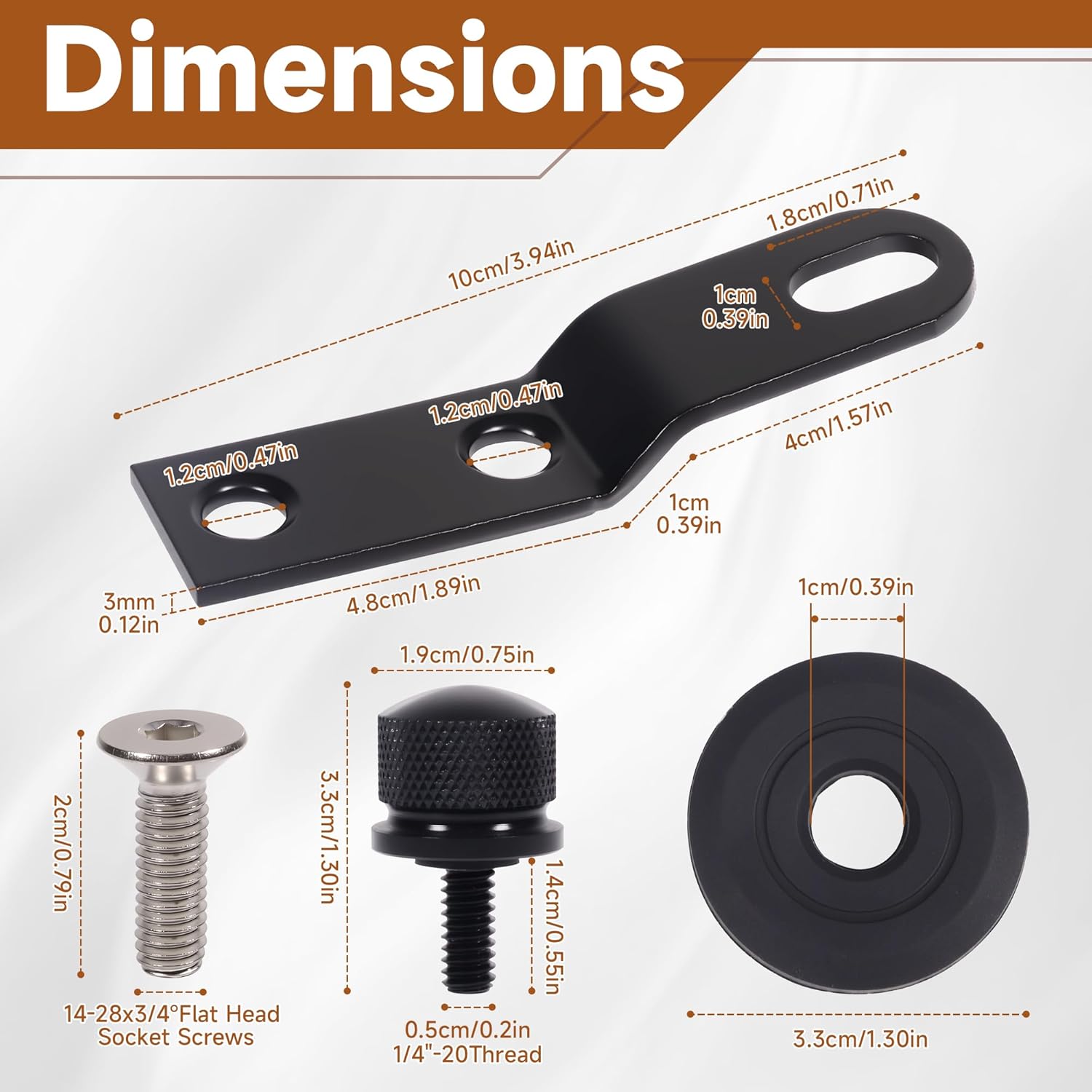 Seat Bracket Replaces 10545BB Fits for Harley Davidson Rear Fender Studplate with 1/4-28 x 3/4in Screws and Fender Washer