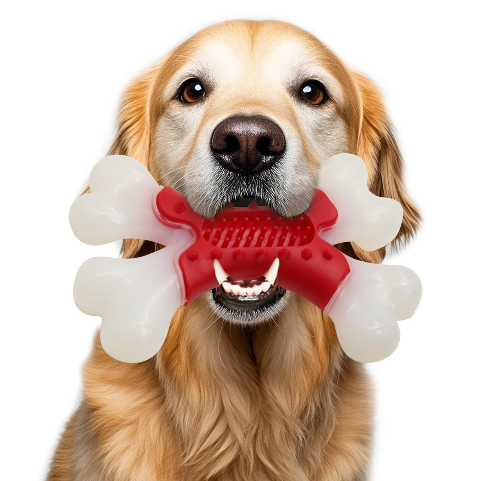 LaRoo Dog Chew Toys for Aggressive Chewers,Tough Bones, Nylon Indestructible Dog Toy for Medium/Large Breed to Keep Them Busy, Real Beef Flavored
