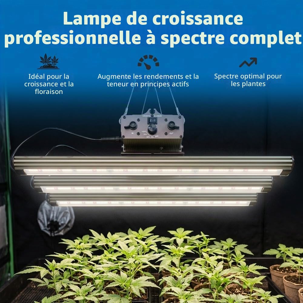 360W Greenception GCx-9 PWR Lampe de croissance LED: éclairage végétal idéal avec UV et IR pour un maximum d'ingrédients actifs et de terpènes - Mode séparé pour la croissance et la floraison