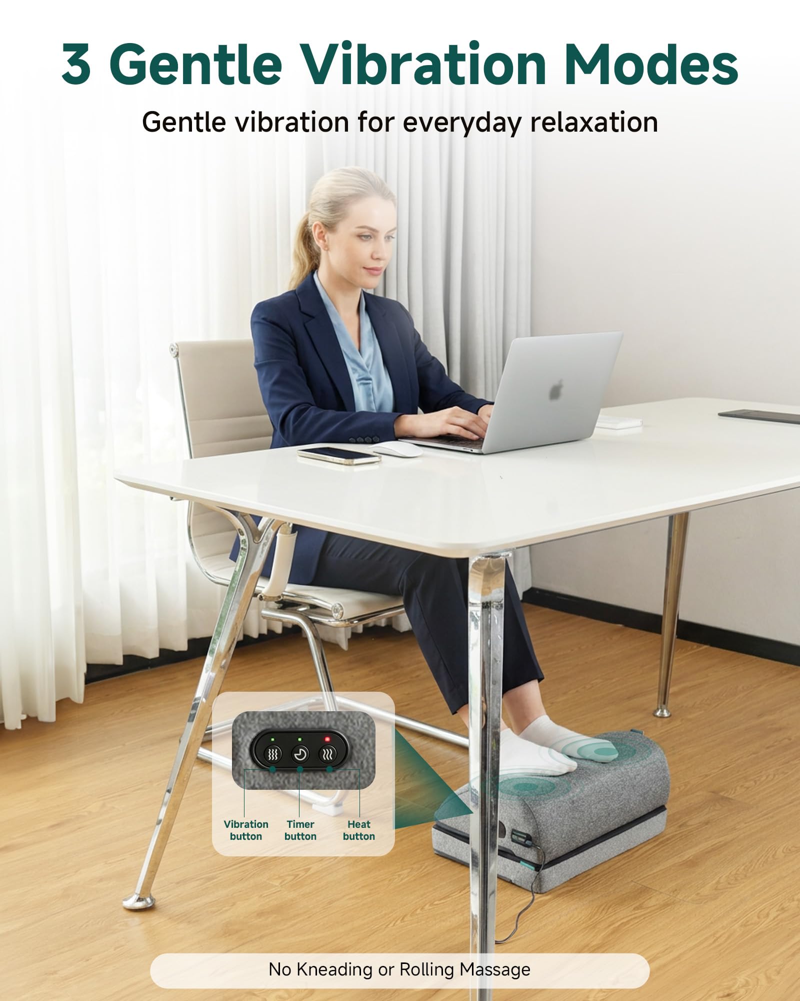 Snailax Fußstütze für unter dem Schreibtisch bei der Arbeit, beheizter ergonomischer Fußhocker, verstellbare Höhe, 2 Heizstufen & 3 vibrierende Massagemodi, Gaming, Büro, Heimgebrauch