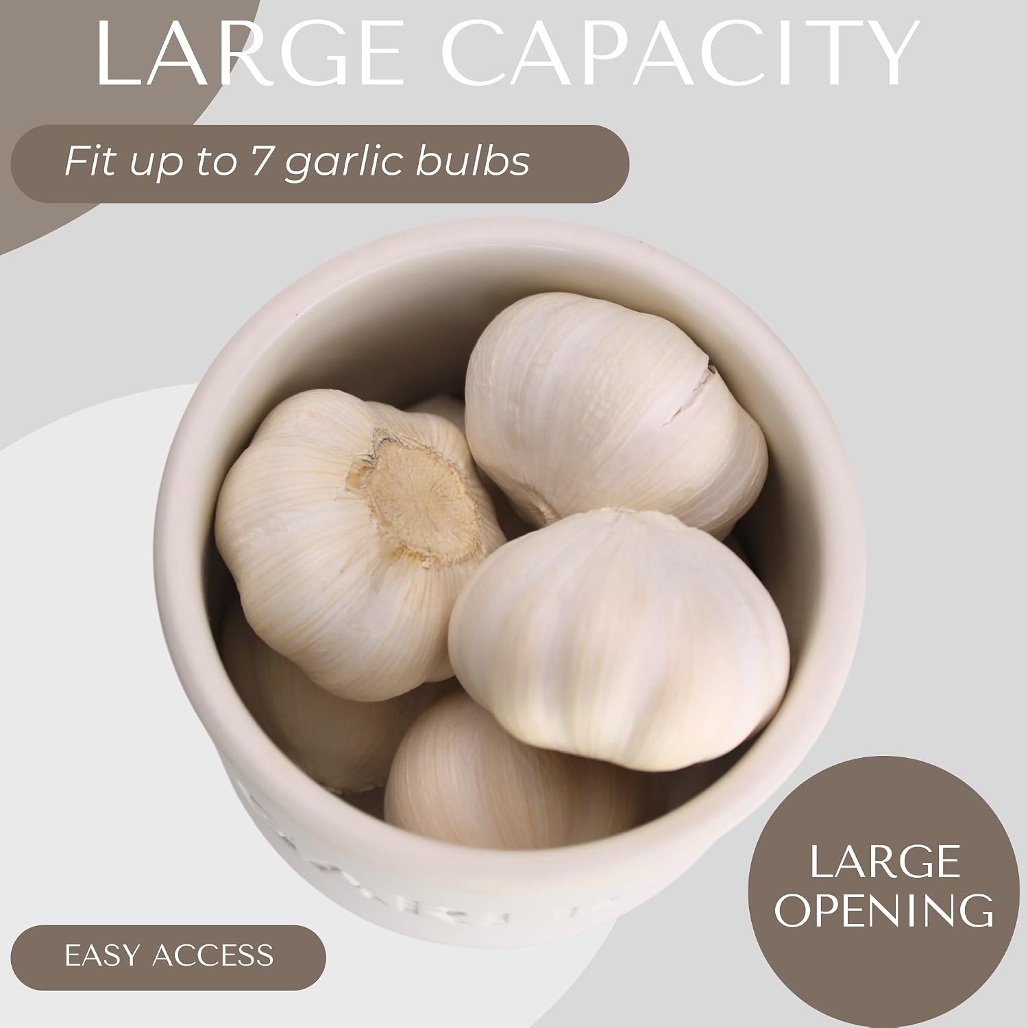 Okavango Garlic Keeper - White Ceramic Container with cork lid - Garlic Storage - Garlic Holder Countertop - Garlic Jar -Saver - Bowl - Garlic Cellar (White, 16oz) image 4