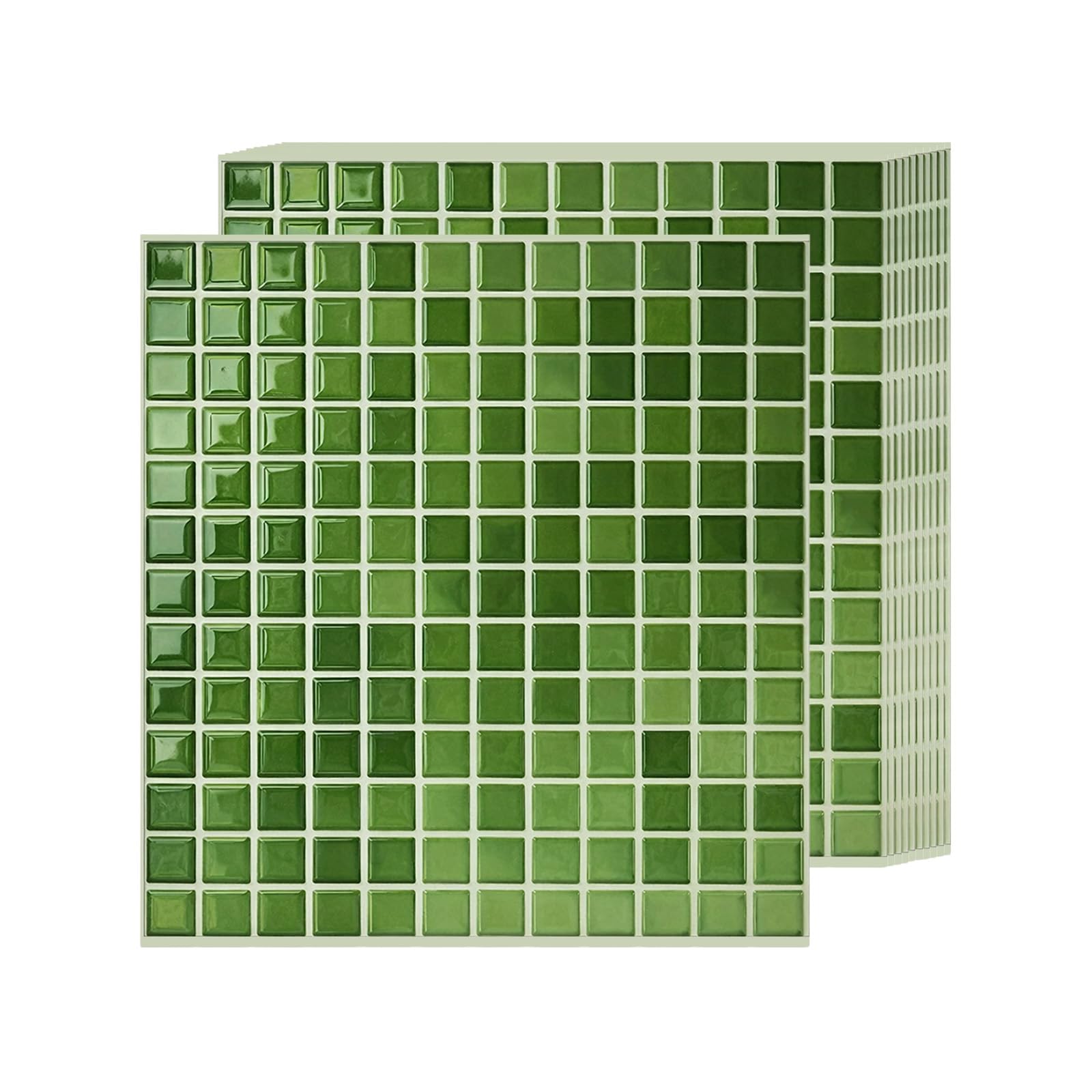 Peel and Stick Backsplash Tiles, Self-Adhesive Waterproof Oil-Proof Wall Tiles for Kitchen Bathroom, DIY Decorative Tile Stickers, No Glue Needed, 27x27cm, 10 Pack (Grass Green)