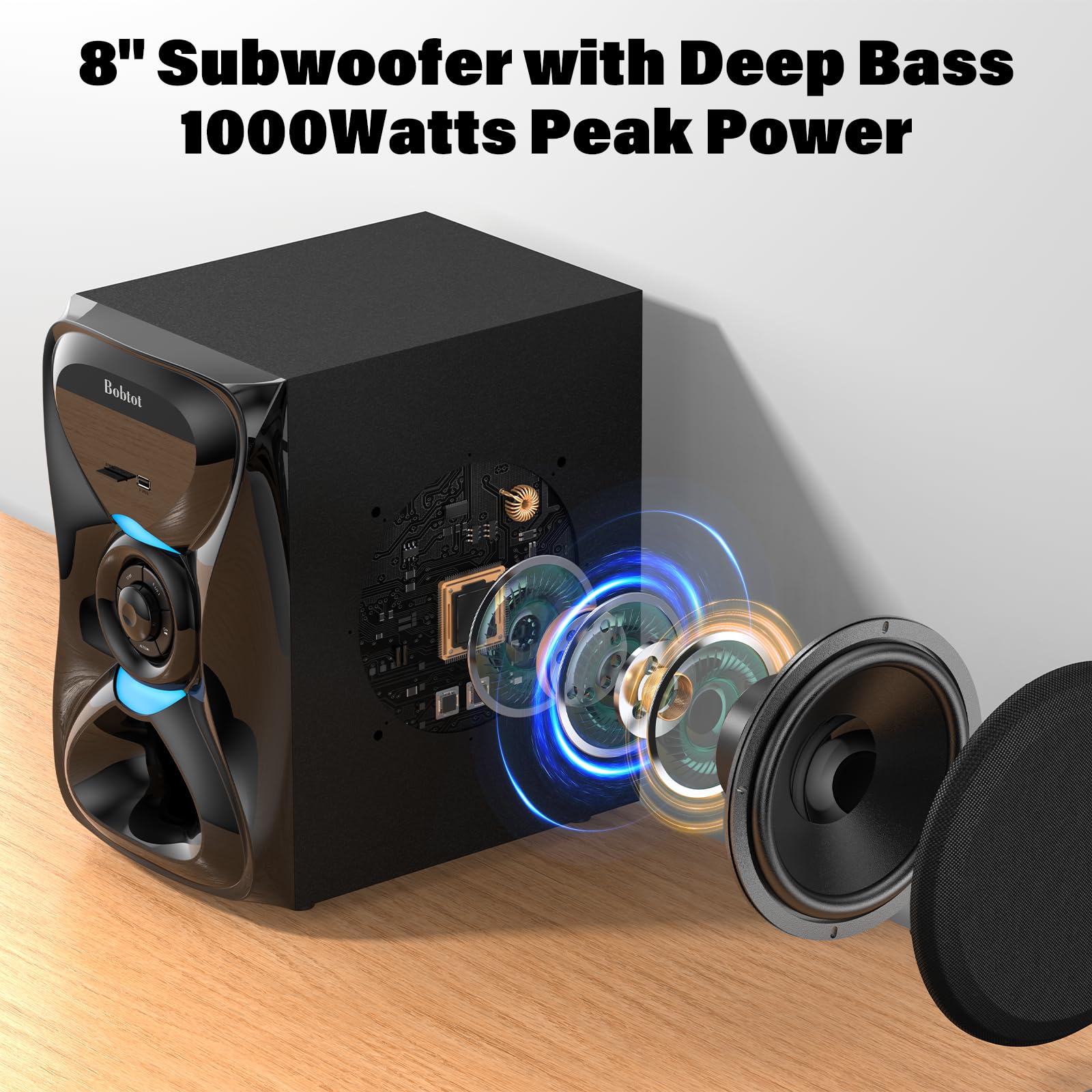 Bobtot Surround Sound Systems Haut-parleurs satellites arrière sans fil, pic 1000 W