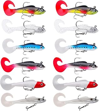 Pike Lures Fishing Set, 12 Premium Pike Fishing Lures in 6 Varied Designs, Essential Perch Lure for Saltwater and Freshwater Angling in Reefs, Estuaries and Rivers