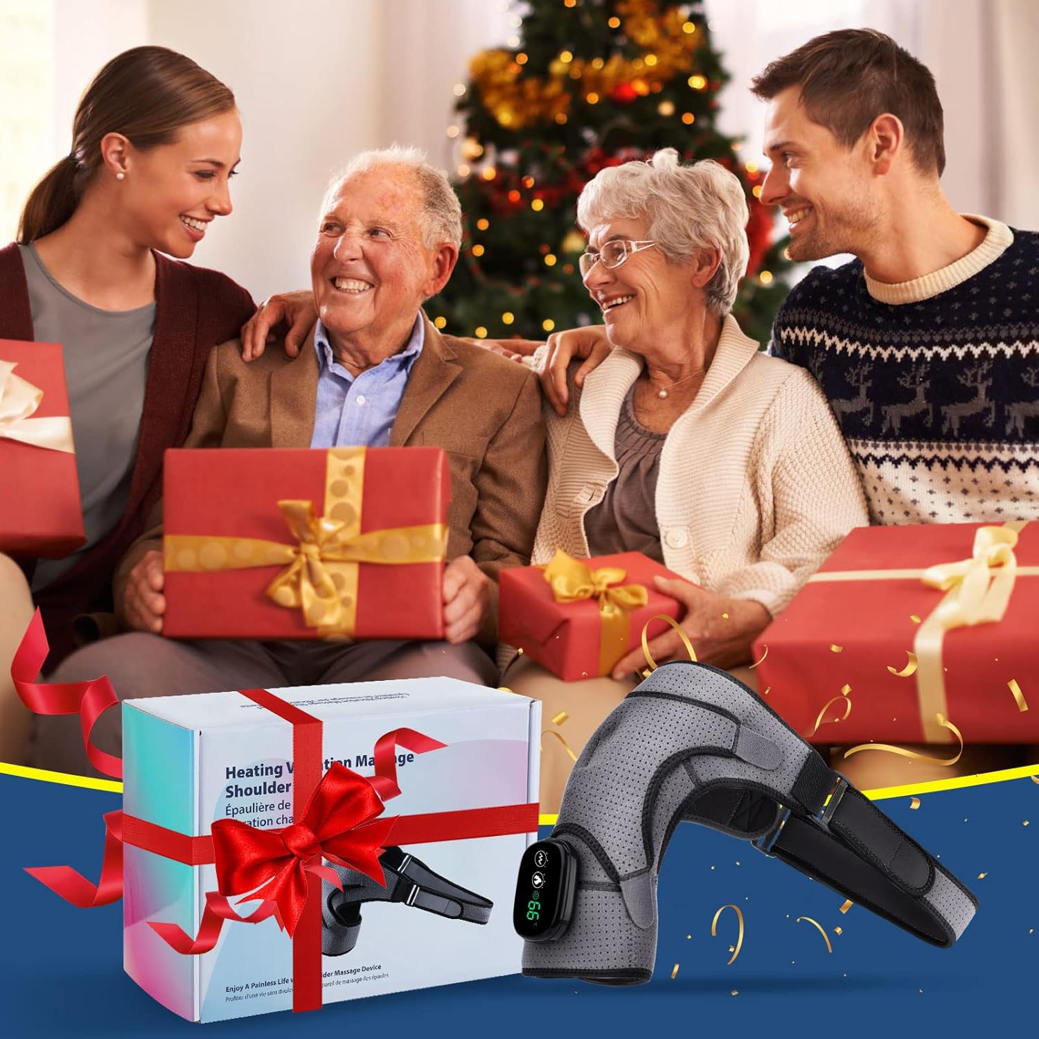 Cordless Shoulder Heating Pad with Massage, FSA Eligible Items List, Shoulder Massager Heated Wrap for Rotator Cuff, Heated Shoulder Brace HSA Approved Products Only Heating Pad