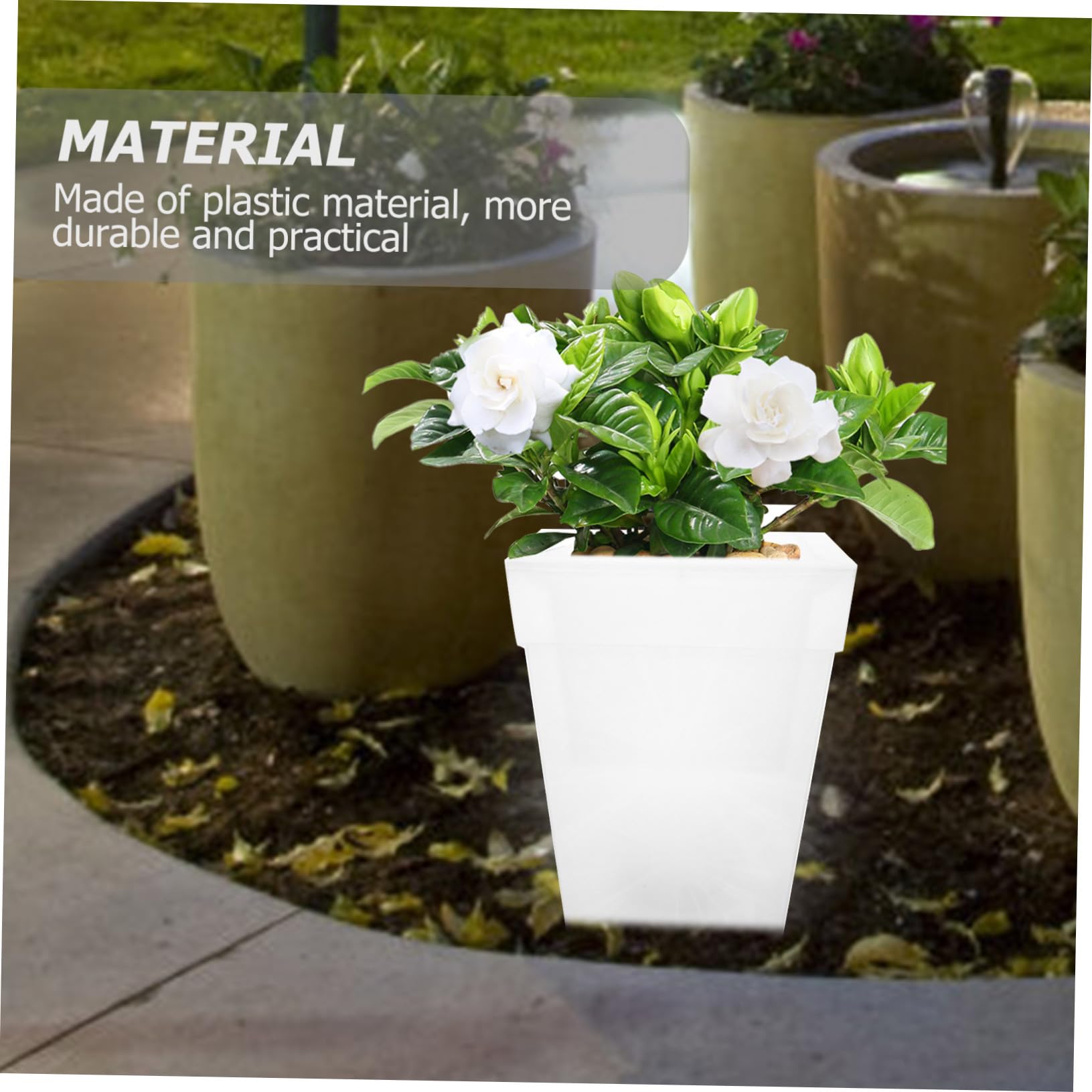 LIFKOME Fioriera Da Esterno Solare Quadrata in Plastica Vaso Luminoso Bianco Per Giardino e Balcone, Lampada Da Fioriera a Energia Solare Installazione a Parete, Luci Decorative Per Cortile Notturno