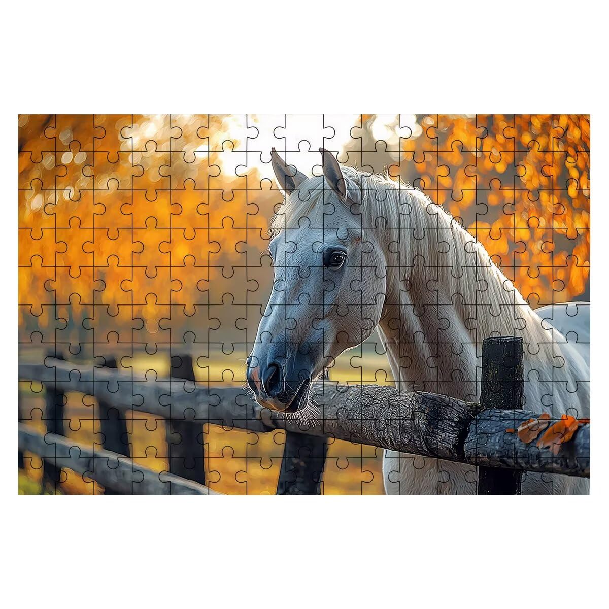 Puzzle 2000 elementów dla dorosłych, puzzle 2000 elementów jesień, koń puzzle dla dorosłych z wykwintnym pudełkiem do pakowania, gry edukacyjne, duże drewniane puzzle, prezent dla kobiet - 2301