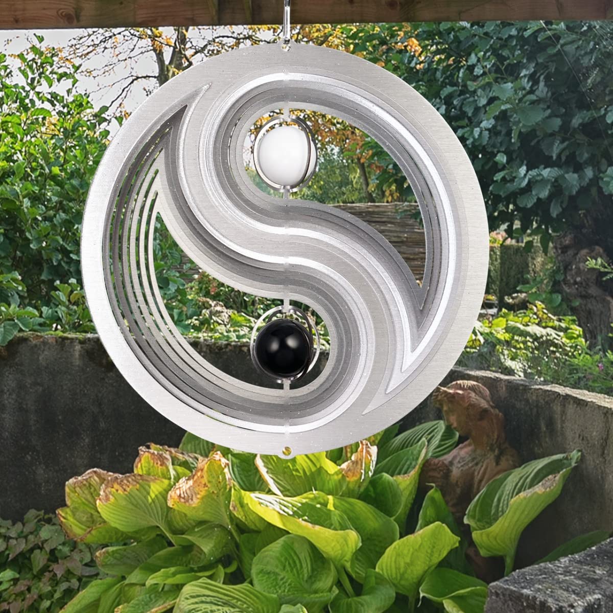 Girandola Decorativa CIM Yin Yang - Acciaio Inox Ø300mm, Con Cuscinetto A Sfere - Foto 5