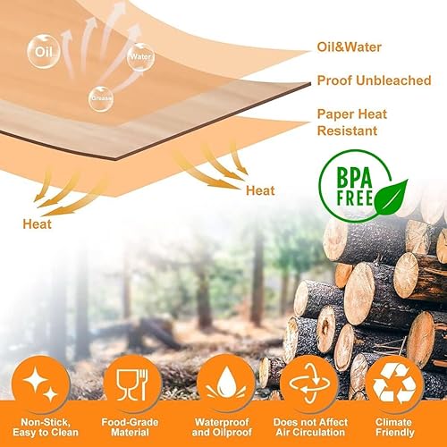 Miniatura 6 de Forro de papel desechable para freidora de aire, paquete de 200 unidades de papel de hornear para freidora de aire doble Ninja Foodi DZ201 DZ401, de