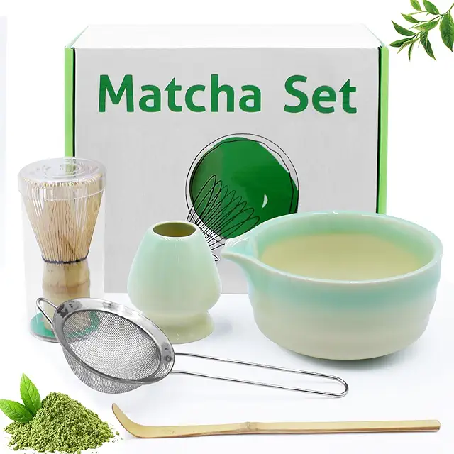 Kit Matcha Druuzyl 5 Piezas: Cuenco, Batidor, Espátula, Escobillero y Colador - Gradiente de Color