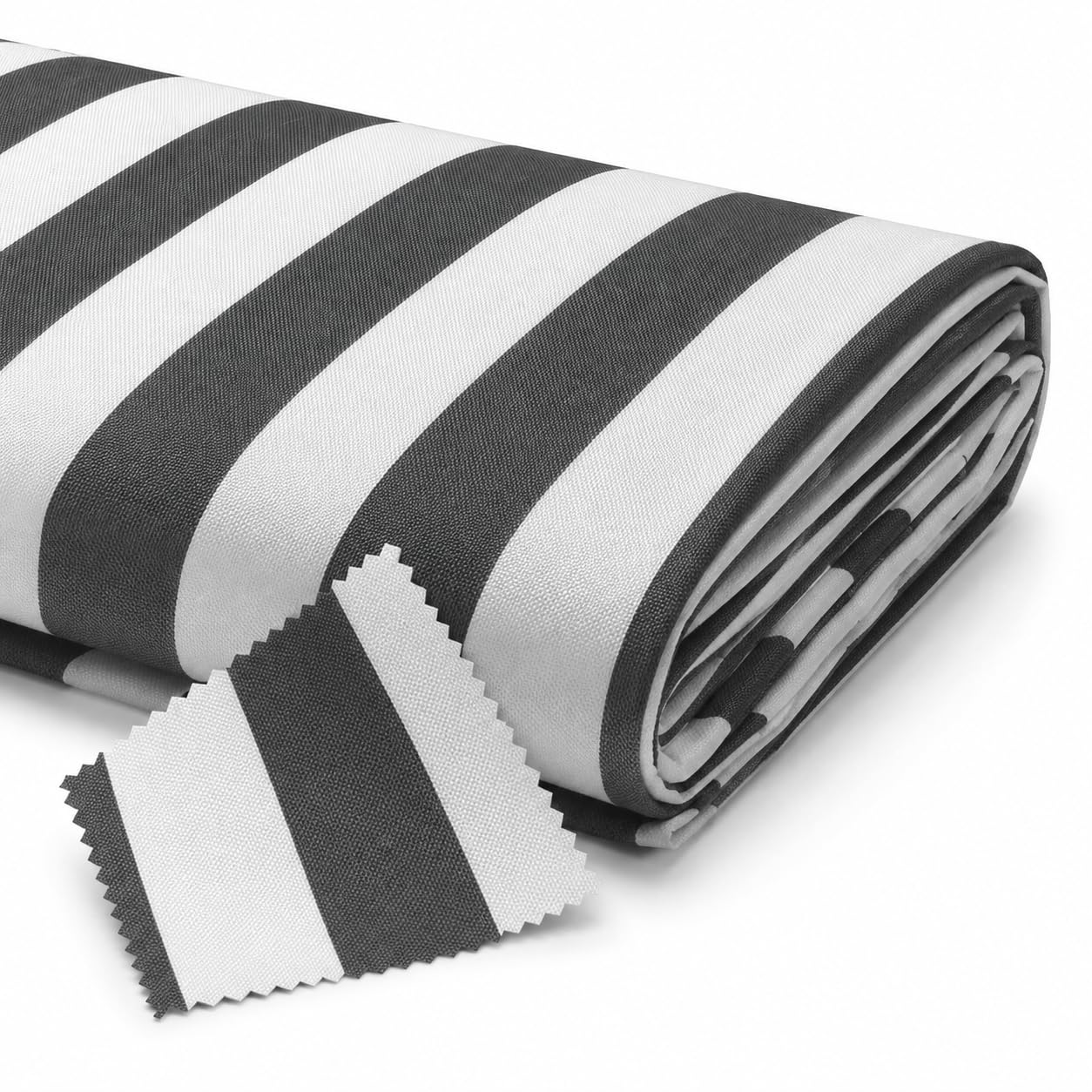 Waterproof Canvas Fabric by The Metre – Heavy Duty 600D Outdoor Upholstery Material for Garden Furniture, Cushion Covers, Campervans, Gazebos & Awnings, 147cm Wide (Stripe - White/Grey) — image 1
