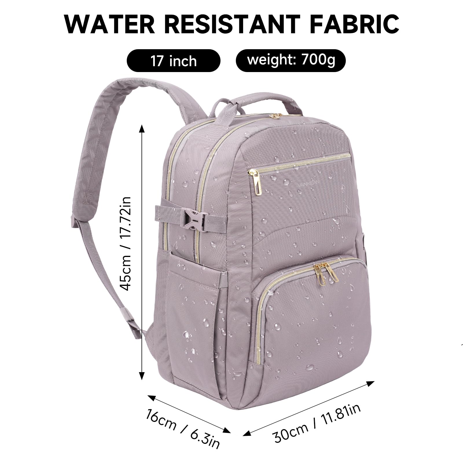 VANKEAN Zaino per laptop da 17 pollici, unisex, rosa