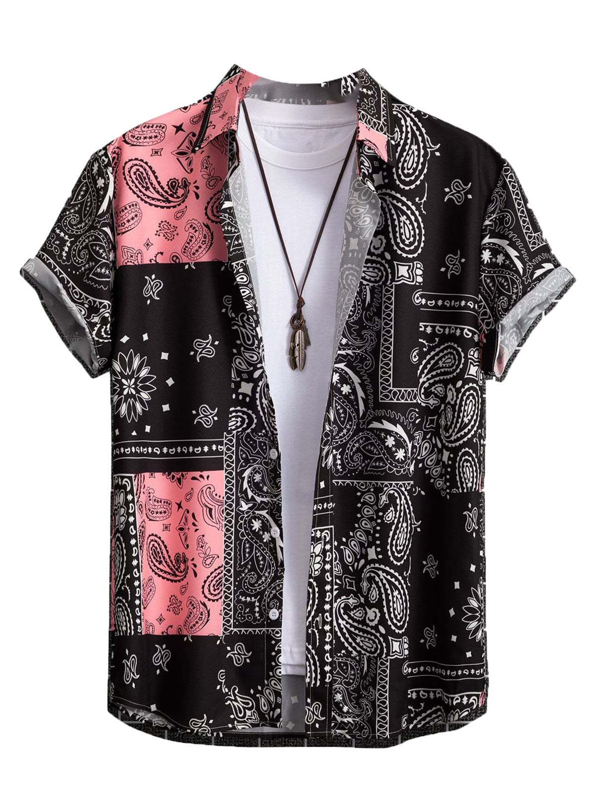 Maiiso Men's # 3 Vintage Button Down Short Sleeve Shirts Casual Lapel Blouse African Ethnic Style Pattern Top Summer Holiday Party Beach Shirt