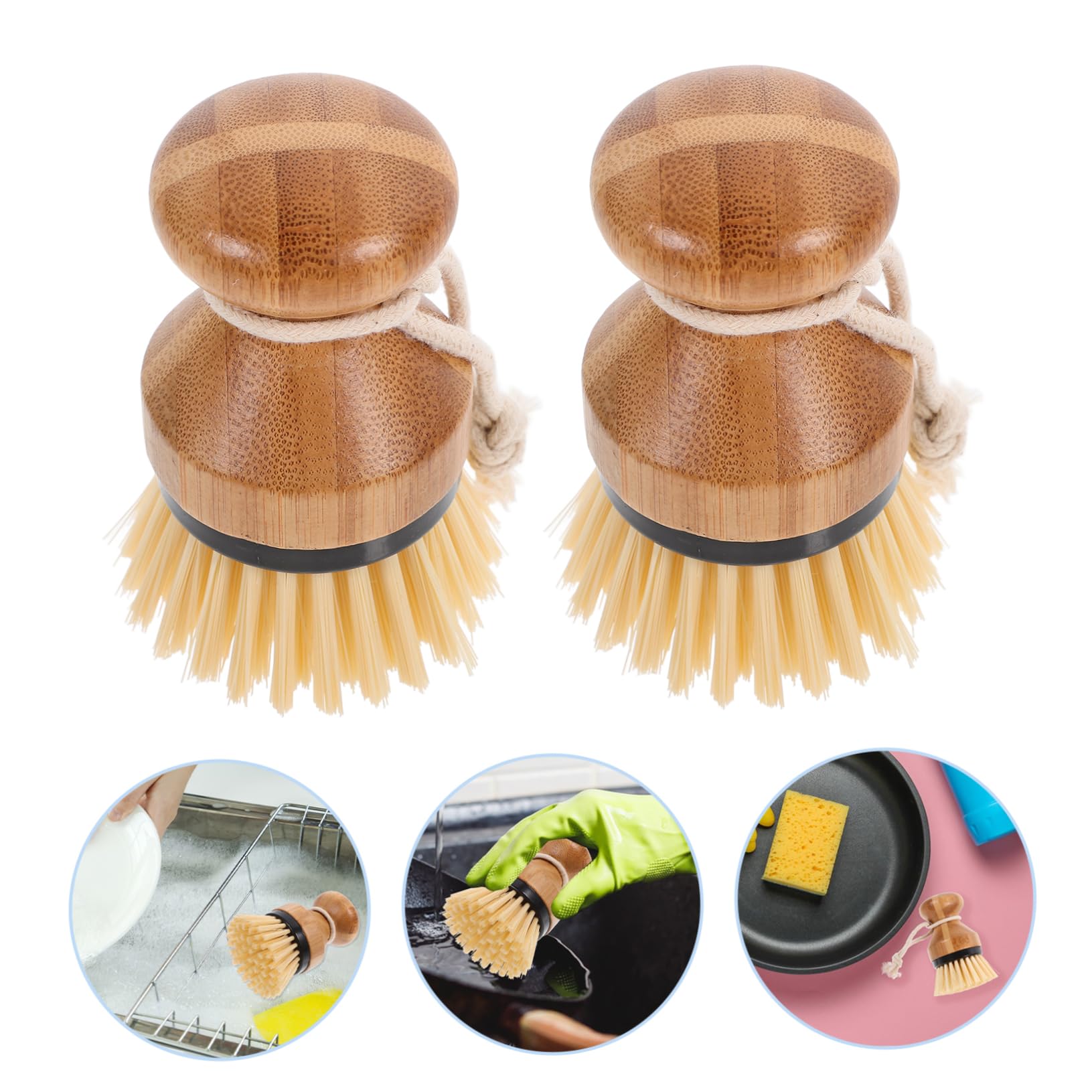 Ciieeo 5 Juegos Cepillo para Ollas con Cabeza De Sello Dispensador De Jabón Trapea Rápido Cepillo De Cocina De Limpieza De Grietas Limpieza De Palma 2 Piezas * 5