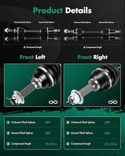 Vista 61 de SCITOO 1333081 1333947 Eje CV trasero izquierdo derecho para 2016-2020 para Polaris General 1000 2017-2020 para Polaris General 4 1000 2015-2018