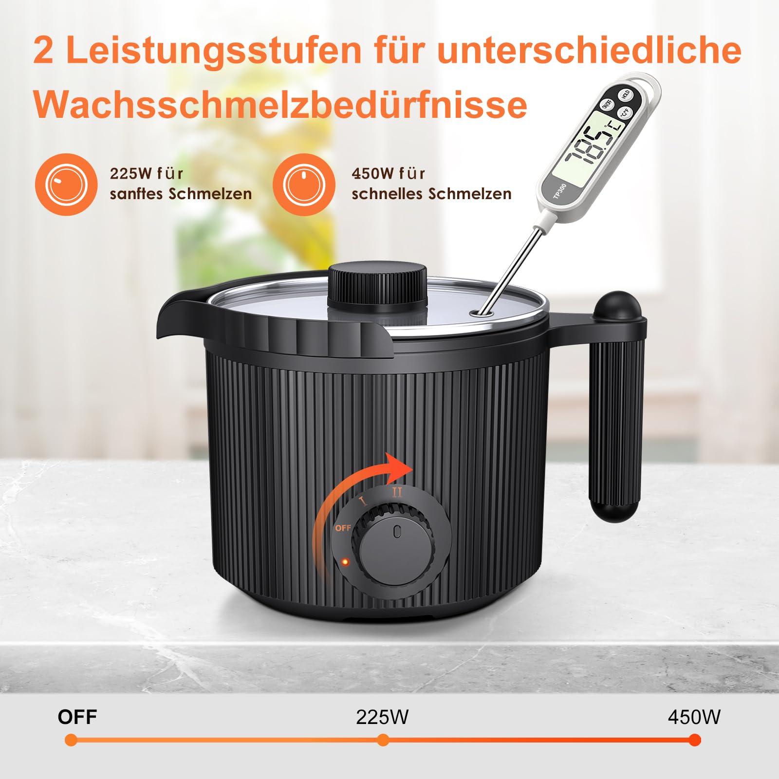 Venpow Wachsschmelztopf Kerzen selber machen Set für Erwachsene Anfänger inkl Wachsschmelzer Rührlöffel Thermometer Docht