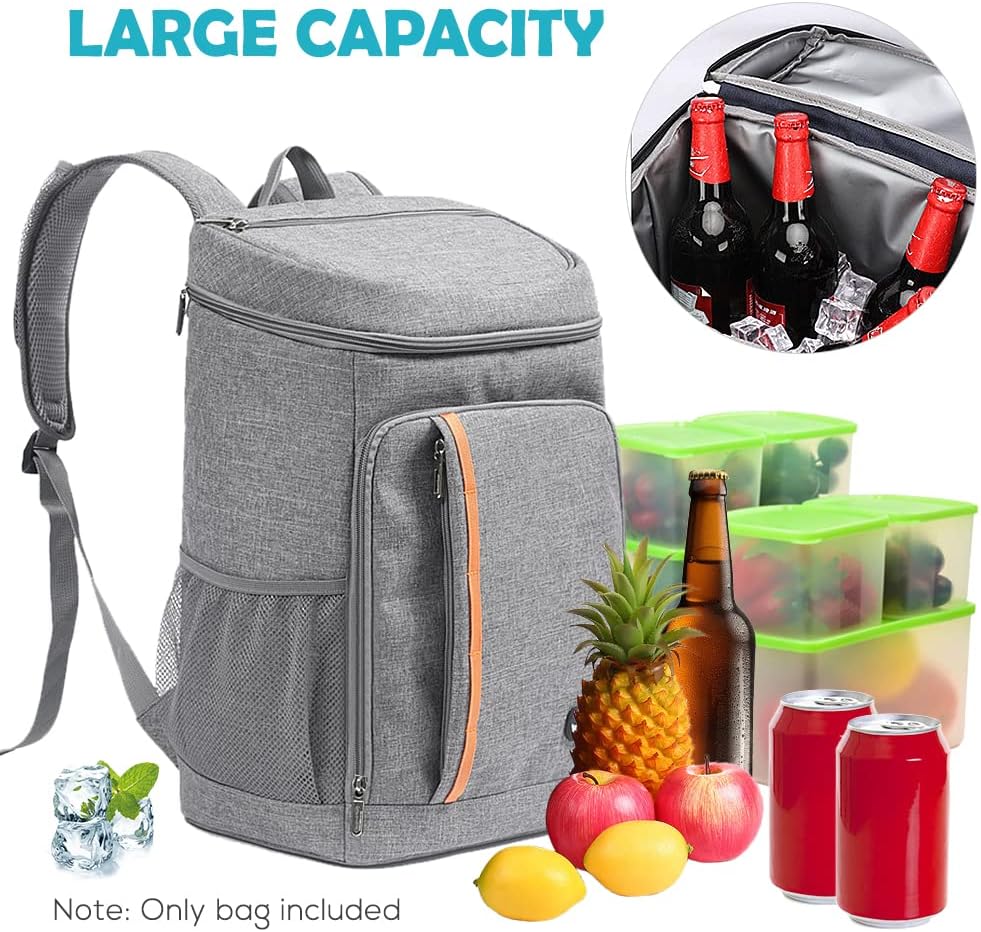 Bnineteenteam Grocery Cooler Bag, Leak Proof Insulated Picnic Backpack Large Capacity Lunch Bag with Multiple Pockets for Picnics Camping and Daily Use
