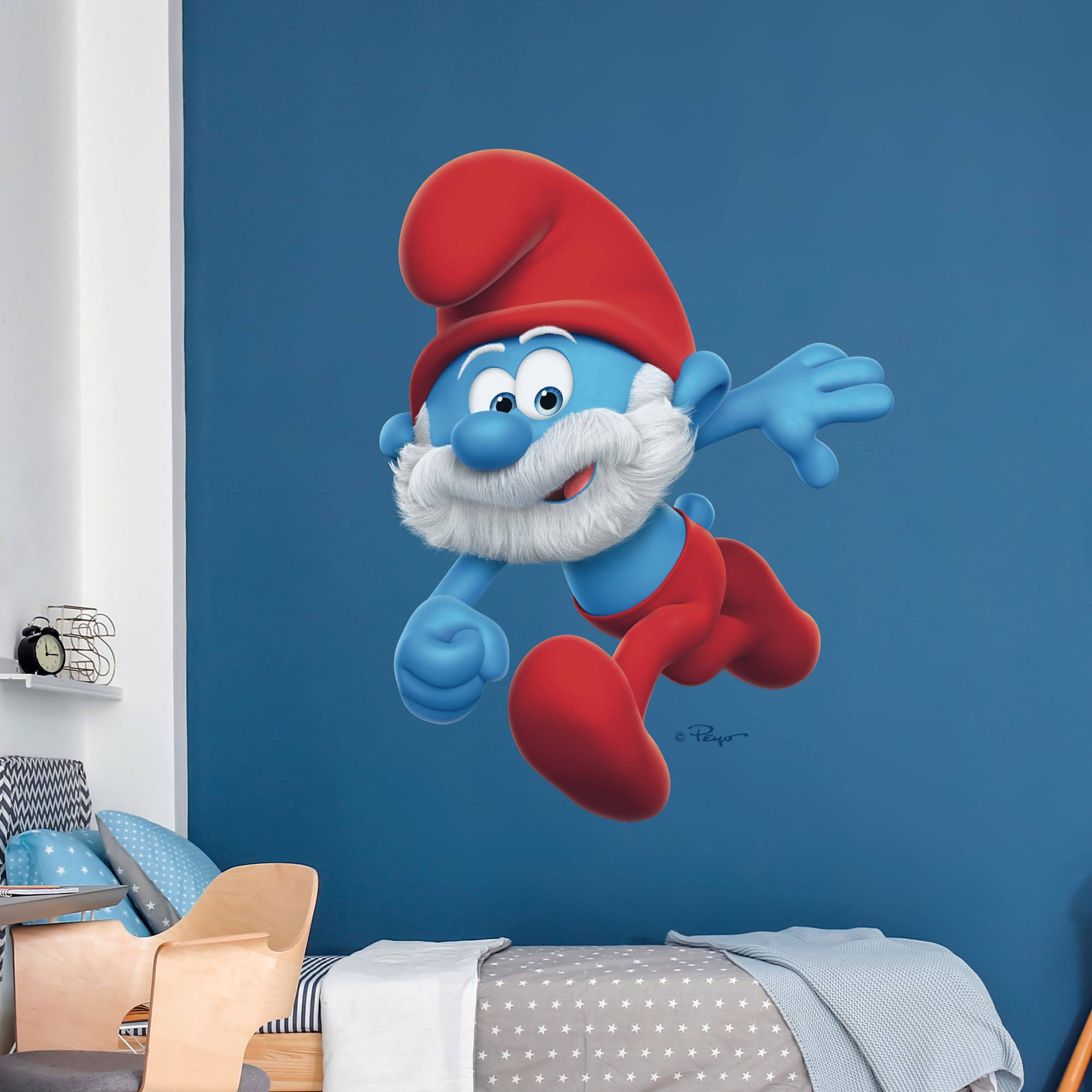 EGD Papa Smurfs Peel and Stick Wall Decal I EGD X The Smurfs Series I Baby Girl or Boy I Nursery Wall Decal for Baby Room Decorations I Mural Wall Decal Sticker (Wide 10"x 13" Height)