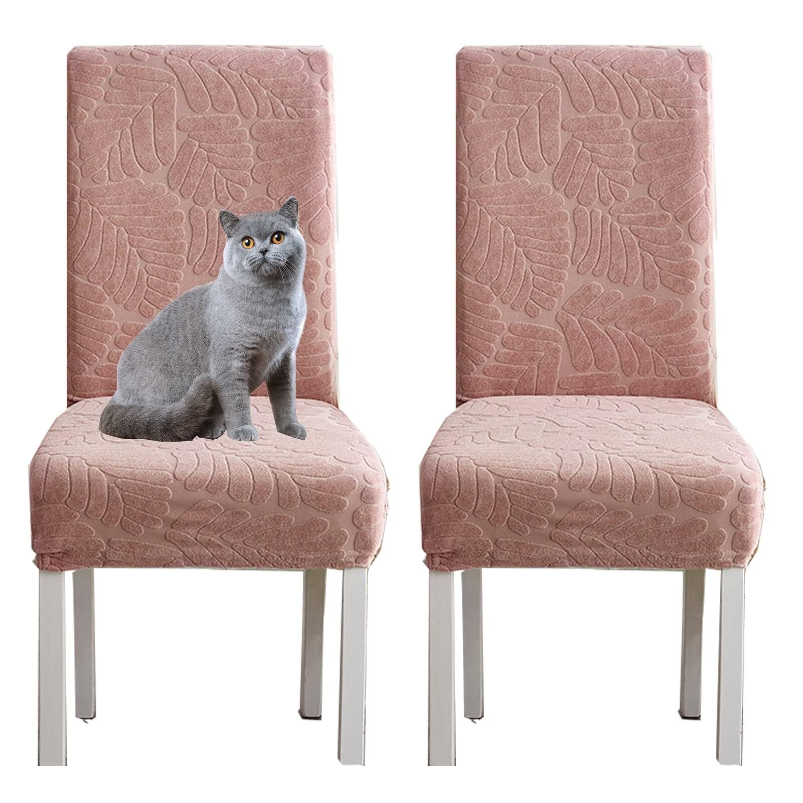 NMVAWIPT Jacquard High Back Stretch Knitted Fleece Chair Covers For Dining Room Home Wedding Banquet Hotel(#7,2pcs)