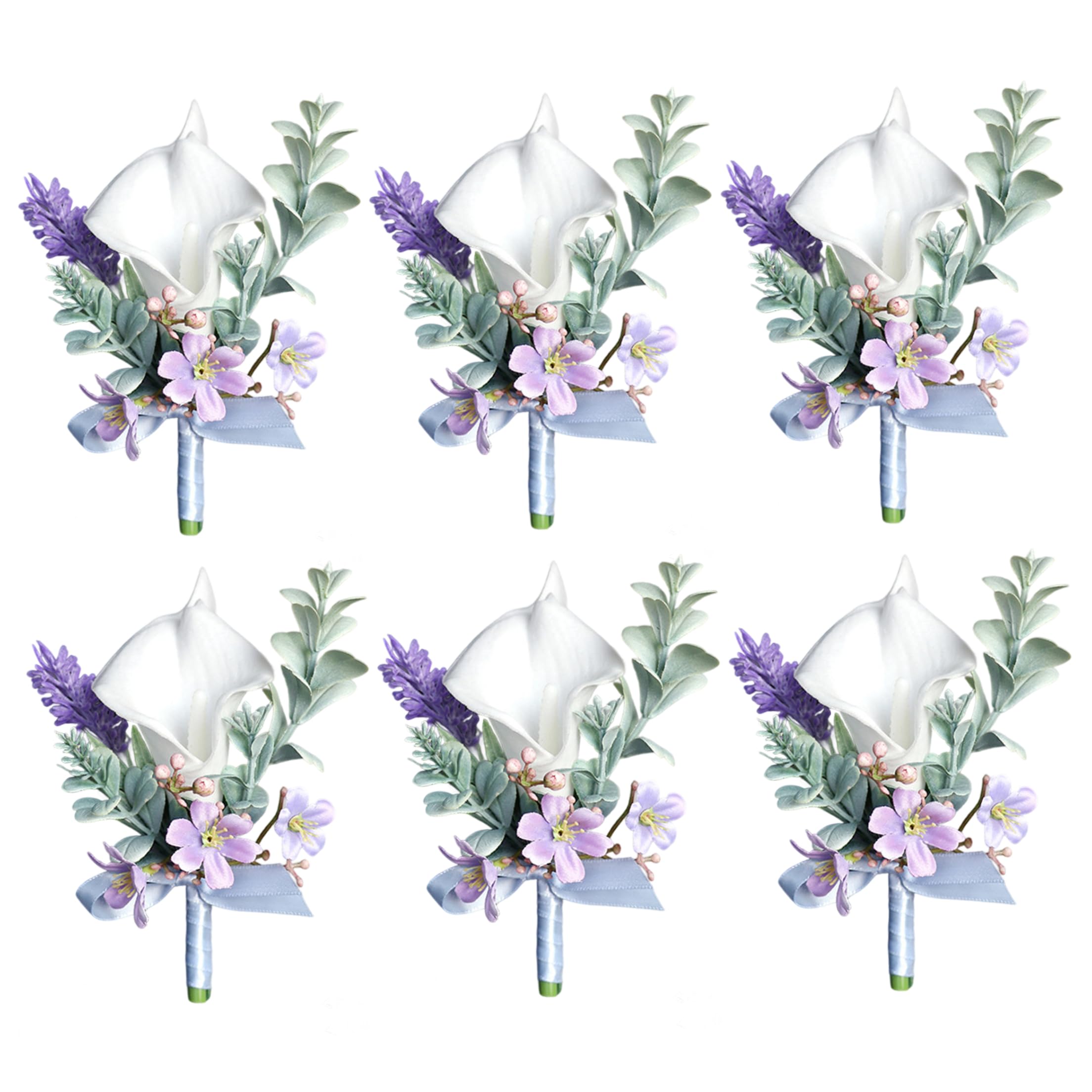 Comebachome Calla Lily, 6pcs Artificial Boutonniere, White