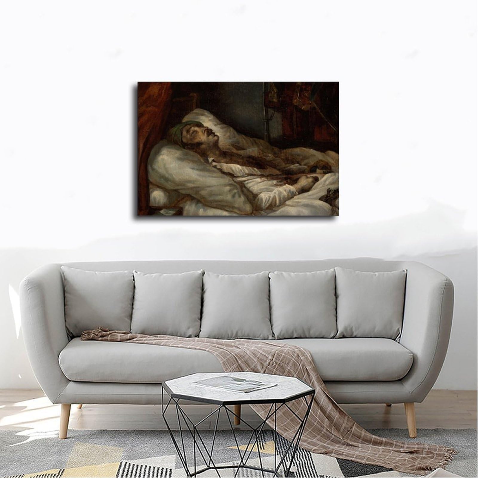 Poster su tela del generale Letellier sul letto di morte (ca. 1818-20) per decorazione della casa, idea regalo