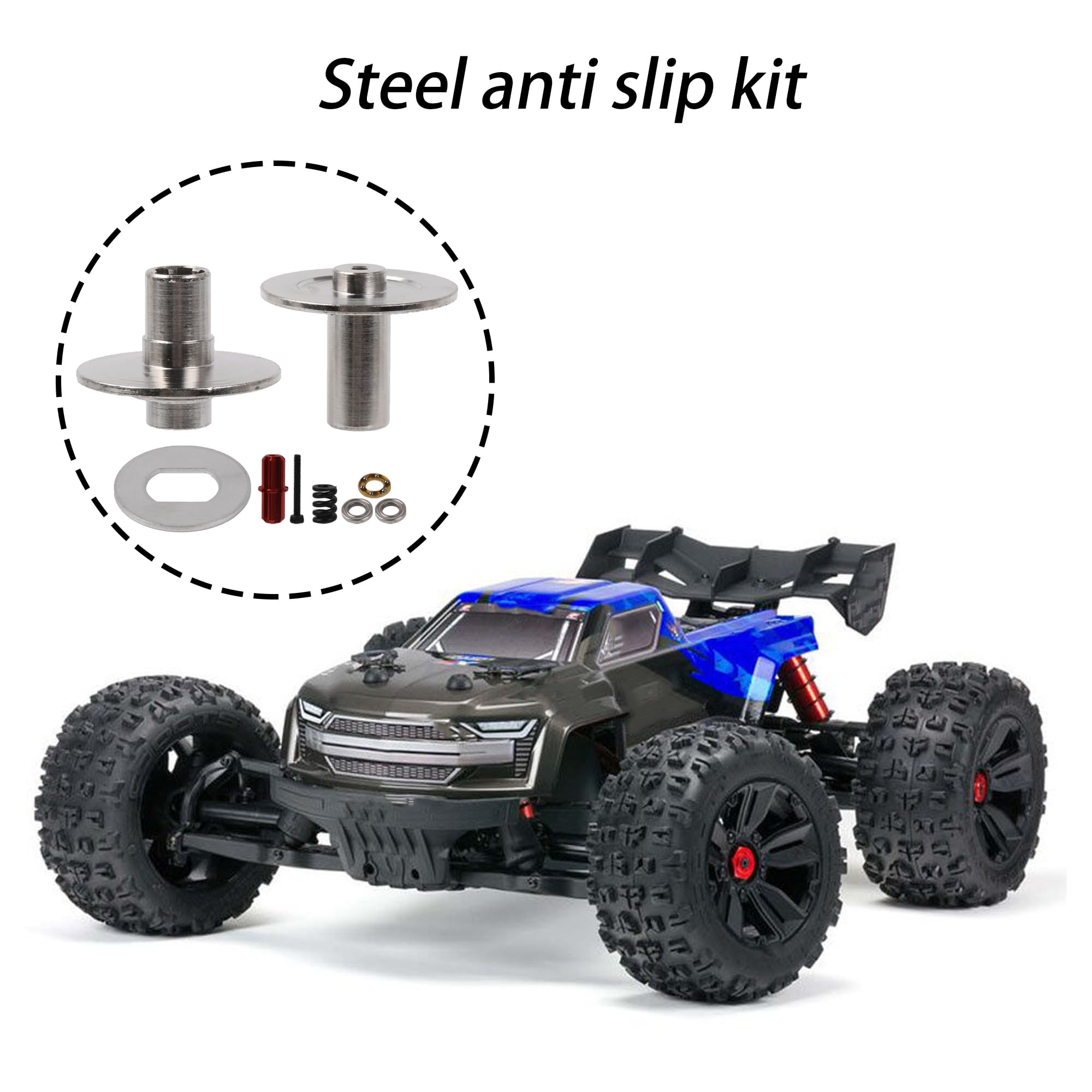 BQLZR RC 45 Steel Slipper Plate & Hub Set Replacement for ARRMA ARA310946 1:10 Silver