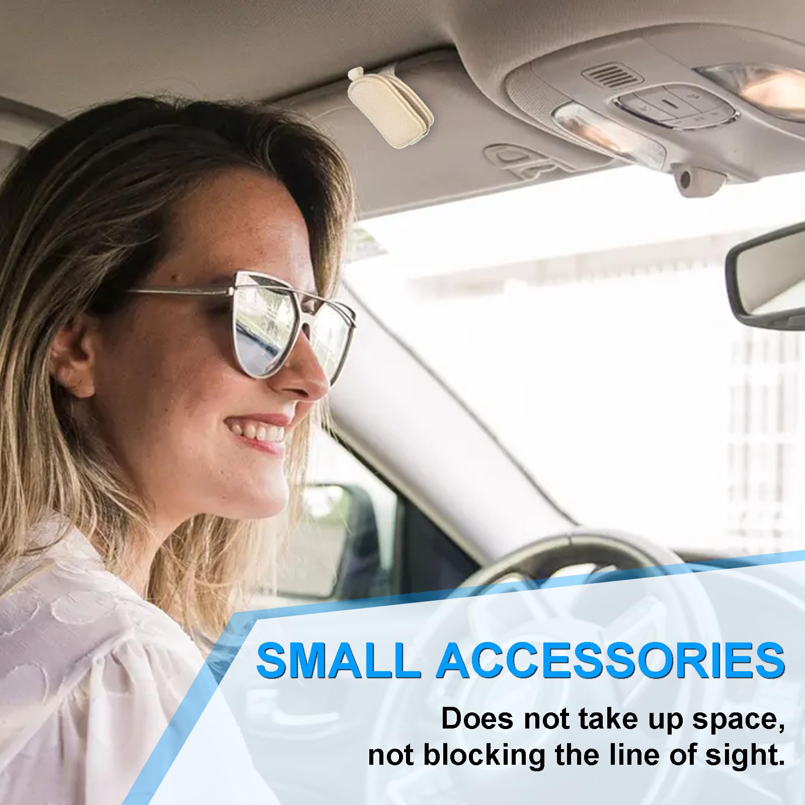 LTOHOE 2 Stück Sonnenbrillenhalter für Auto, magnetischer Leder-Sonnenbrillenhalter und Ticketkartenclip, universell für verschiedene Brillengrößen, Autovisierzubehör (beige)
