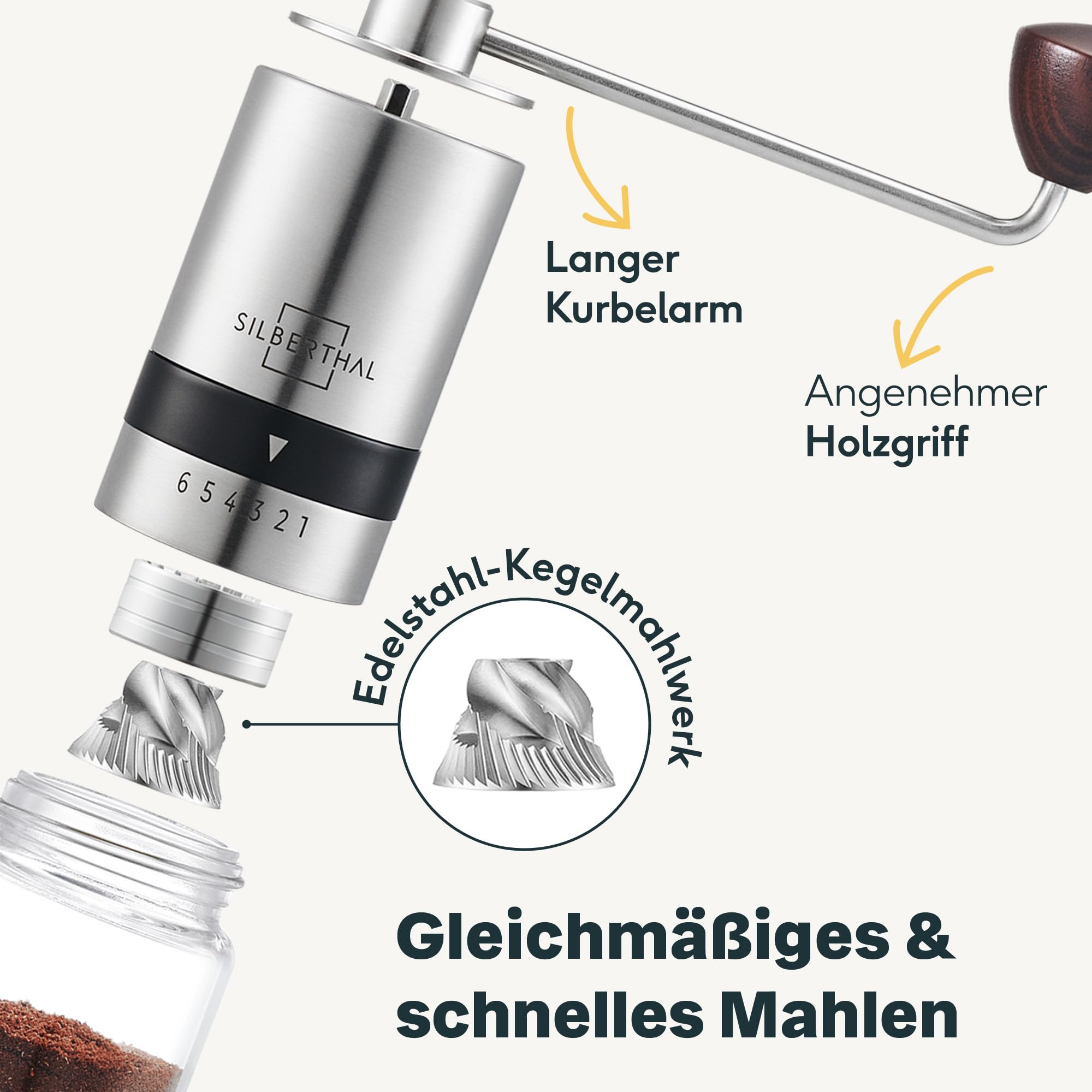 SILBERTHAL Kaffeemühle manuell und Cold Brew Coffee Maker - Genuss Set für Kaffeeliebhaber im Sommer