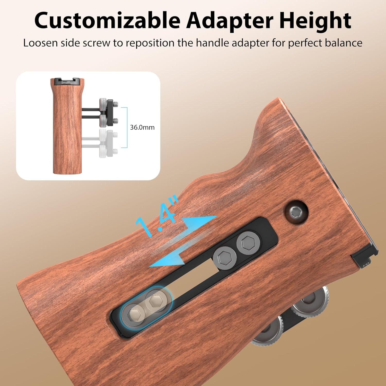 SmallRig Wooden Side Handle height adjustment
